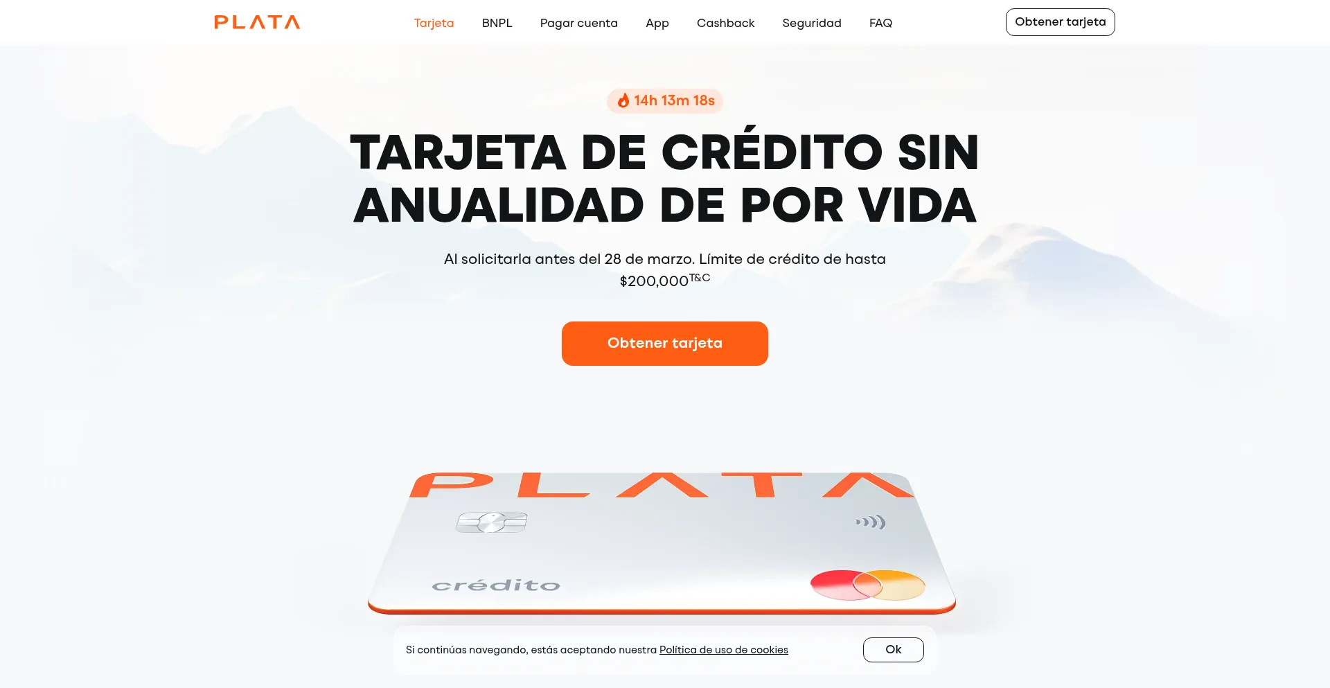 Website screenshot of Platacard.mx
