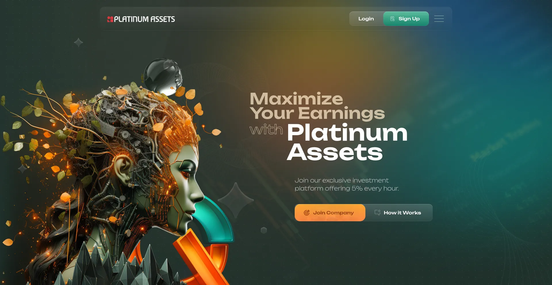 Website screenshot of Platinum-assets.live