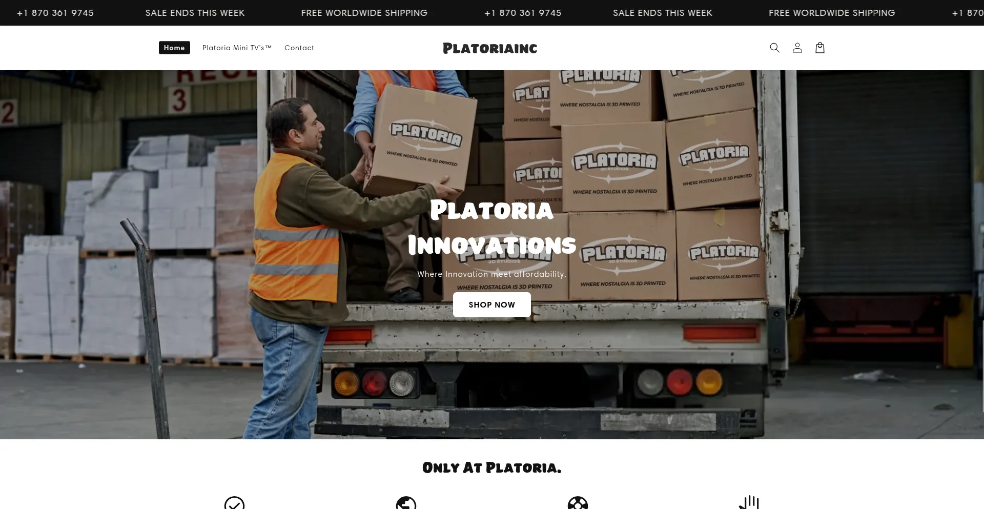 Website screenshot of Platoriainc.com