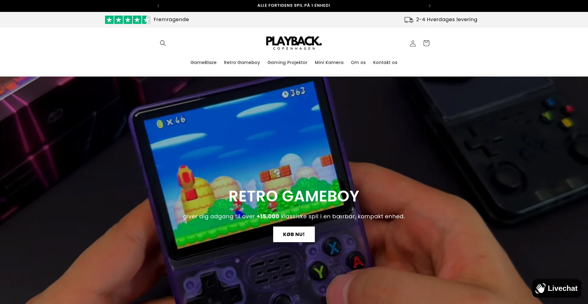 Website screenshot of Play-back.dk