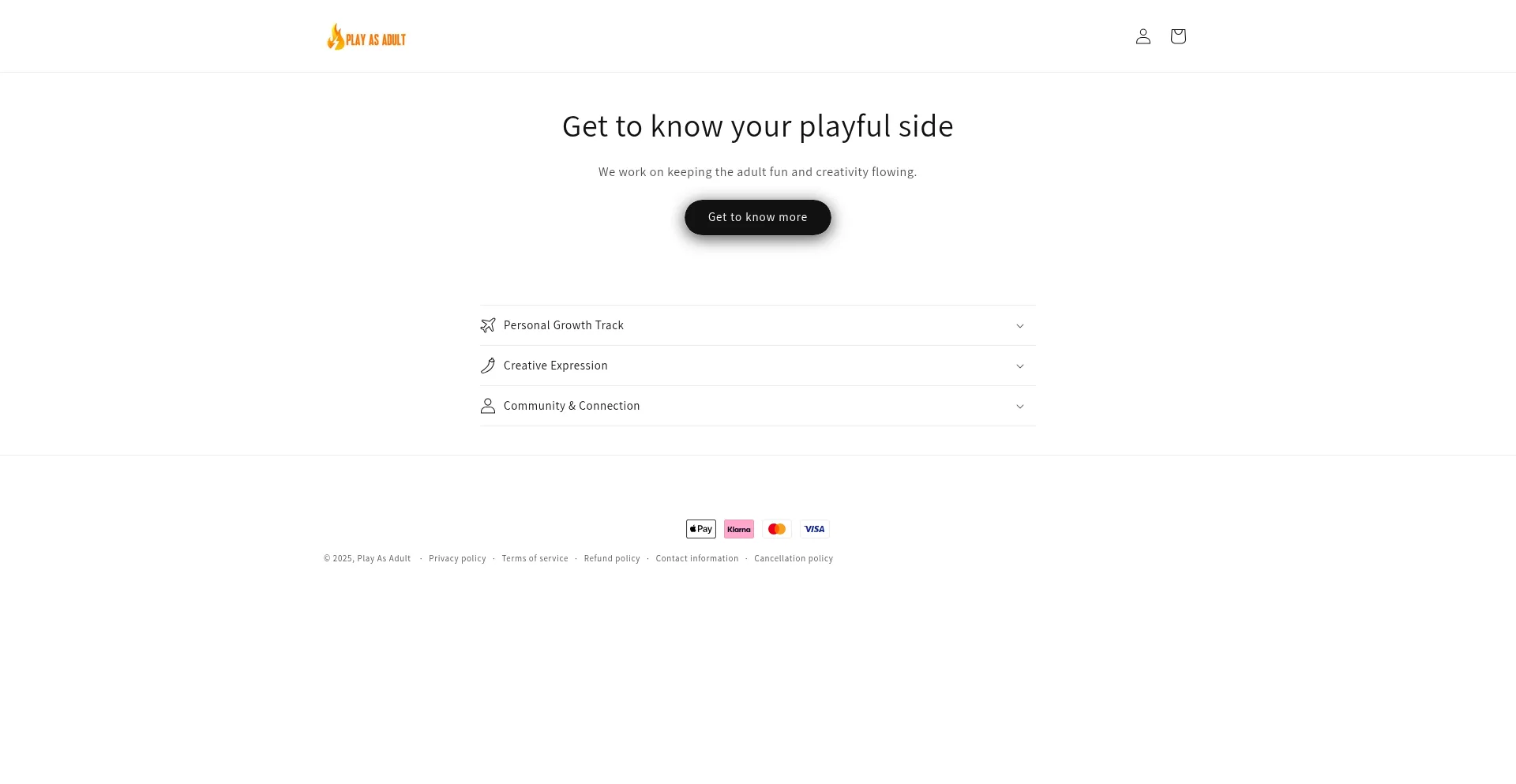 Website screenshot of Playasadult.com