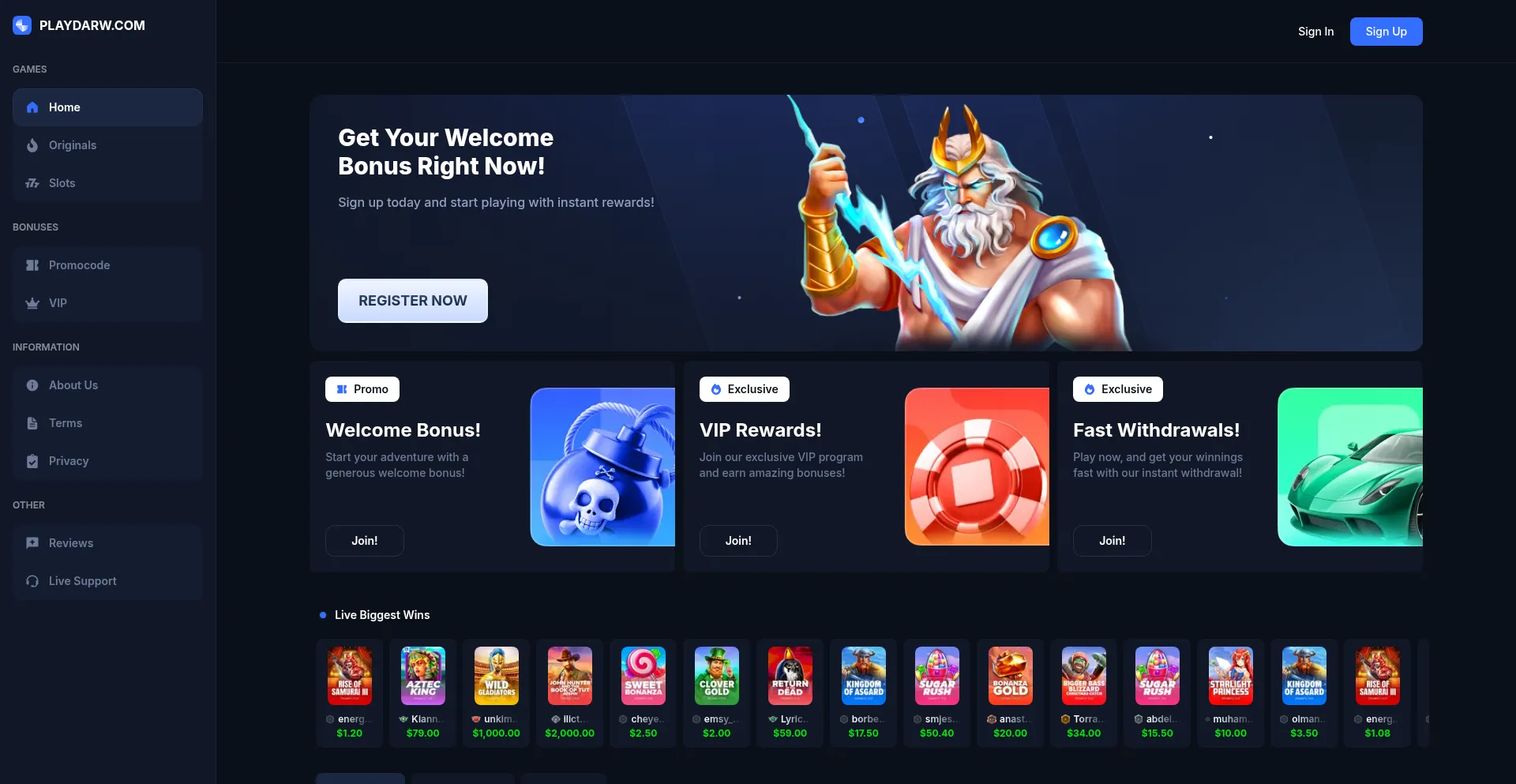 Website screenshot of Playdarw.com