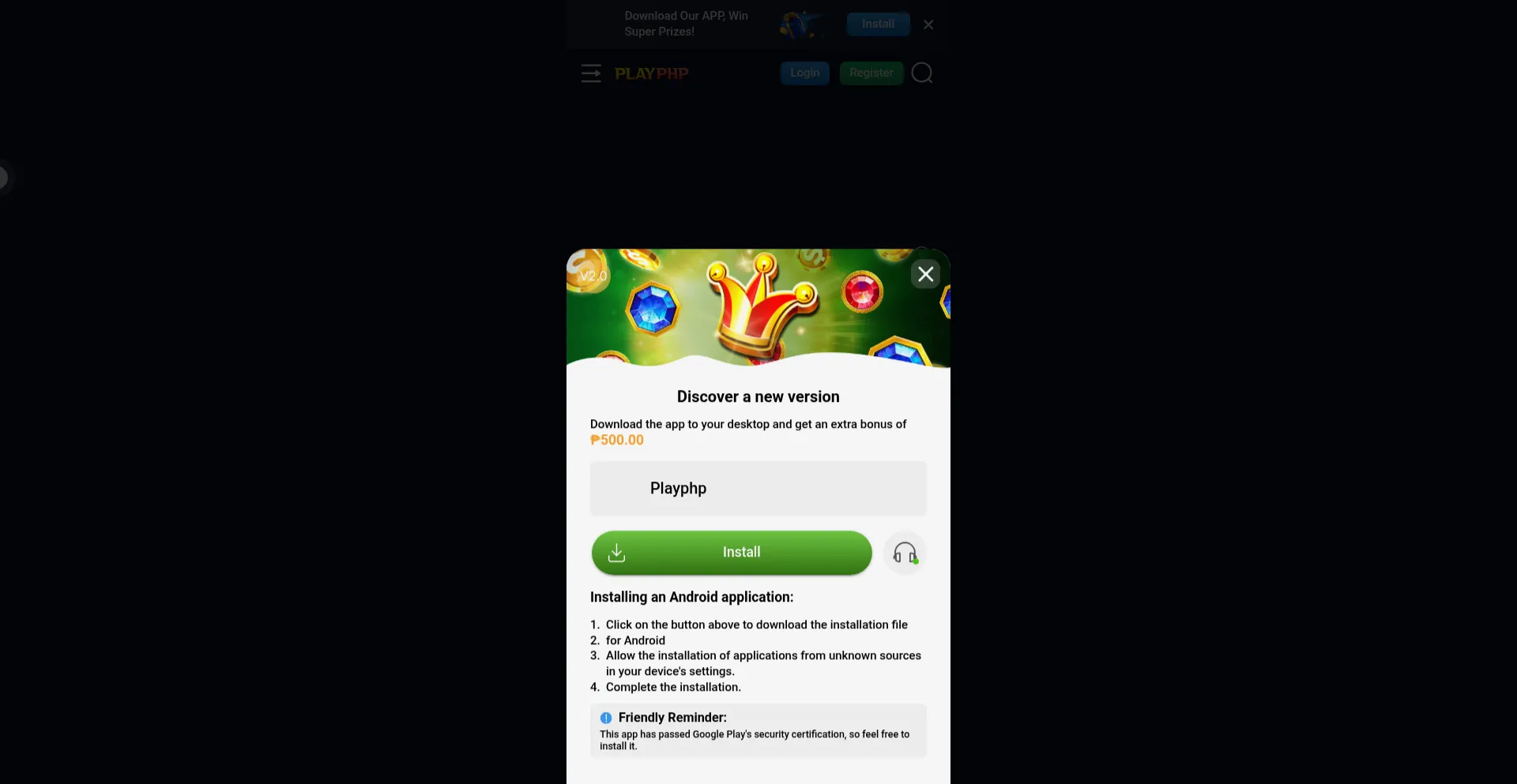 Website screenshot of Playphp47.com