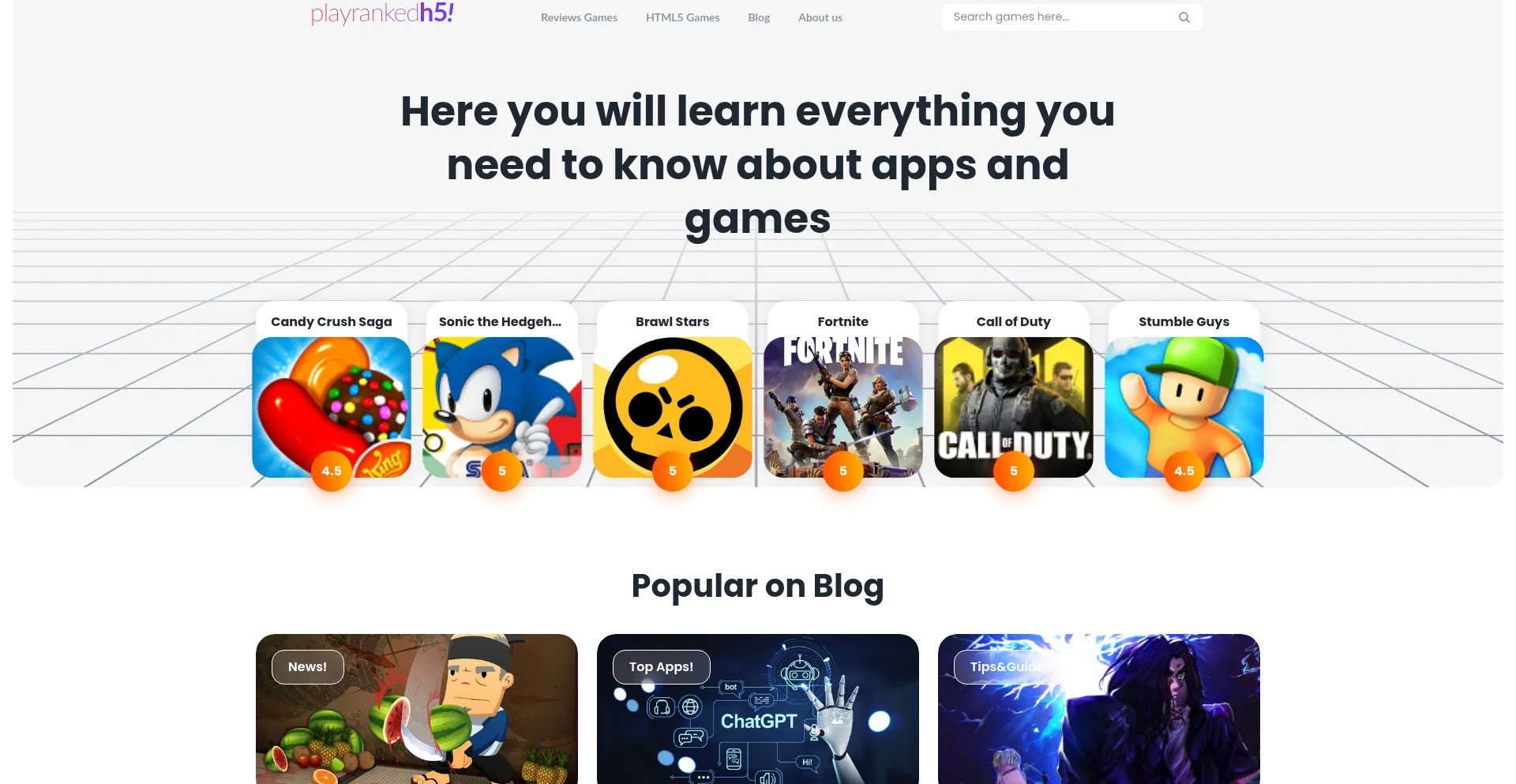 Website screenshot of Playrankedh5.com