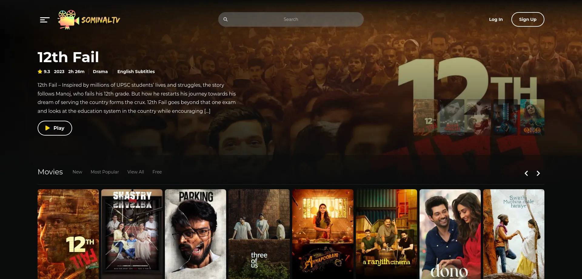 Website screenshot of Playsominaltv.com