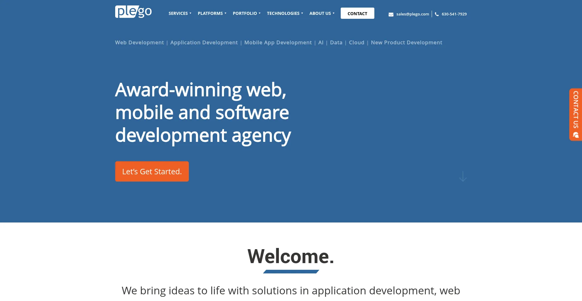 Website screenshot of Plego.com