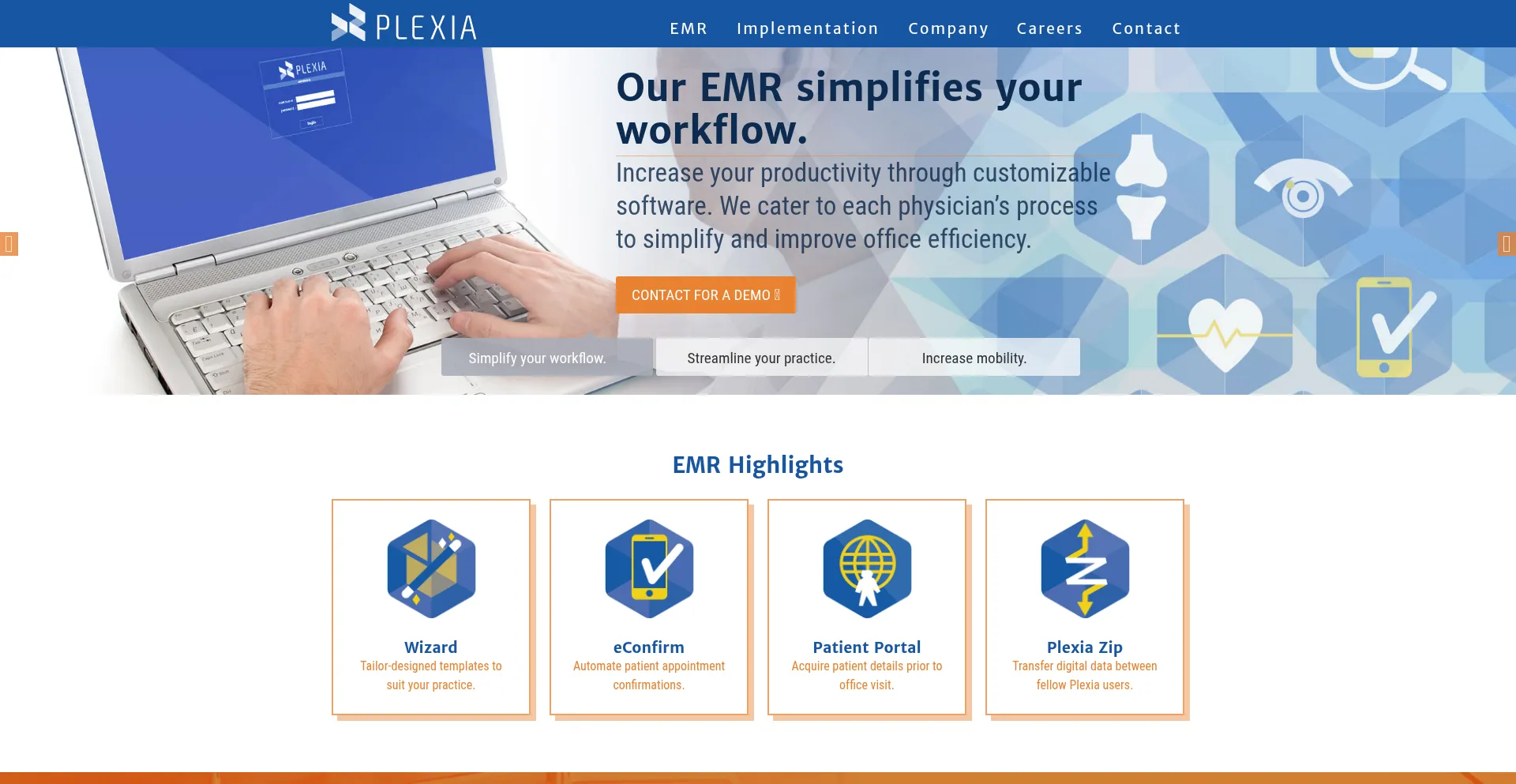 Website screenshot of Plexia.ca