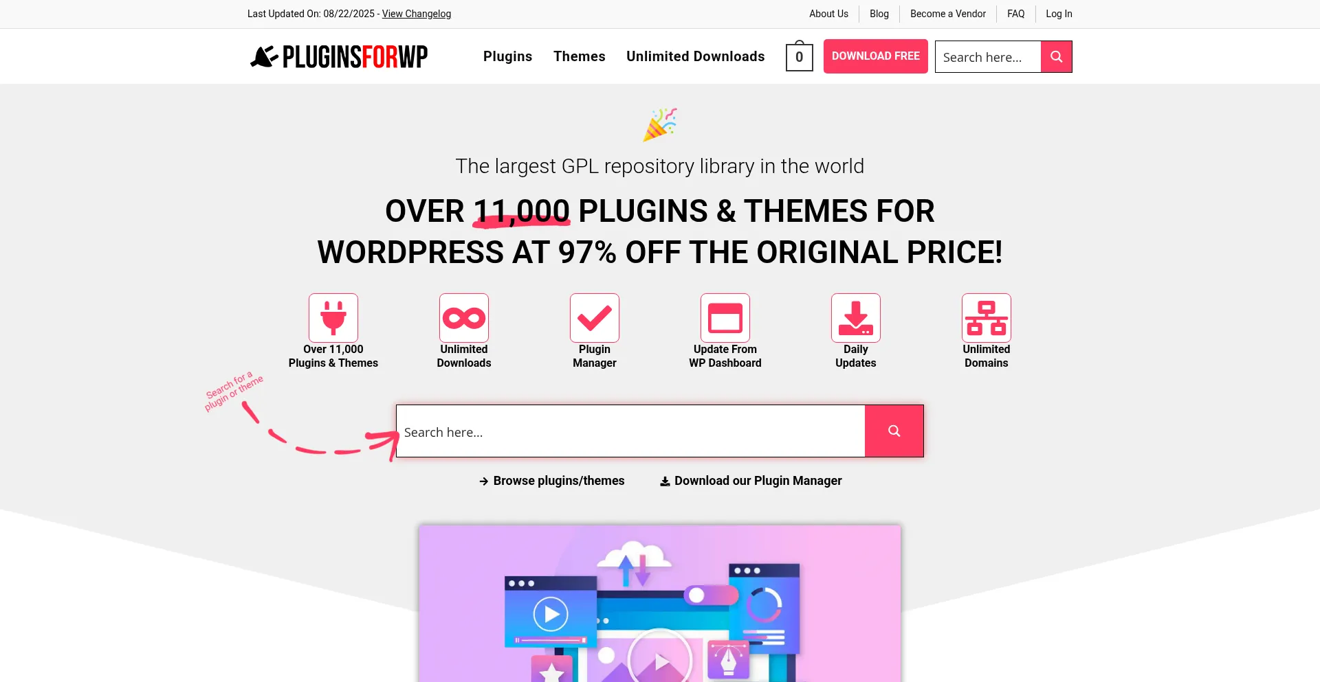Website screenshot of Pluginsforwp.com