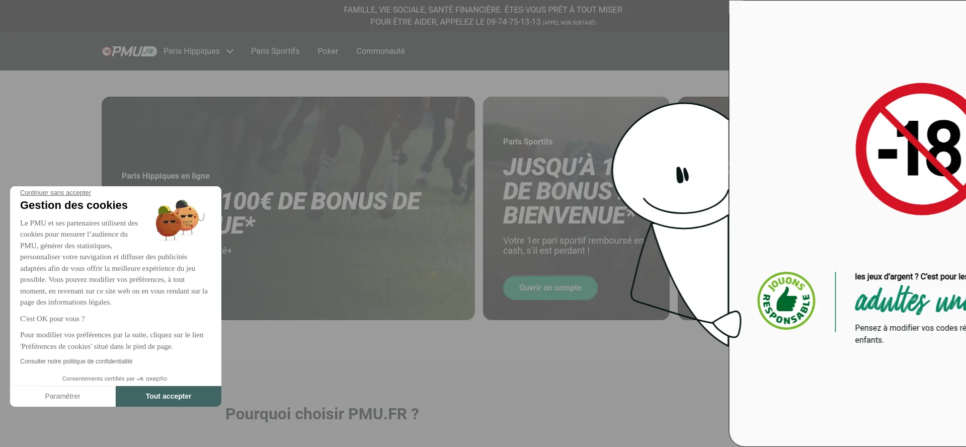 Website screenshot of Pmu.fr
