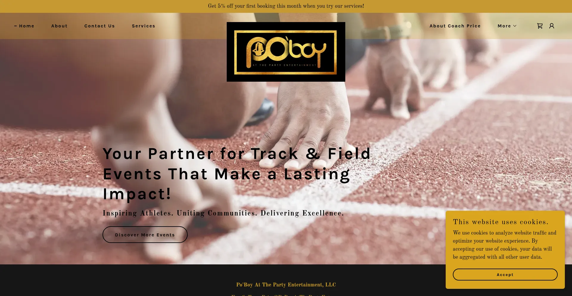 Website screenshot of Poboyatthepartyent.com