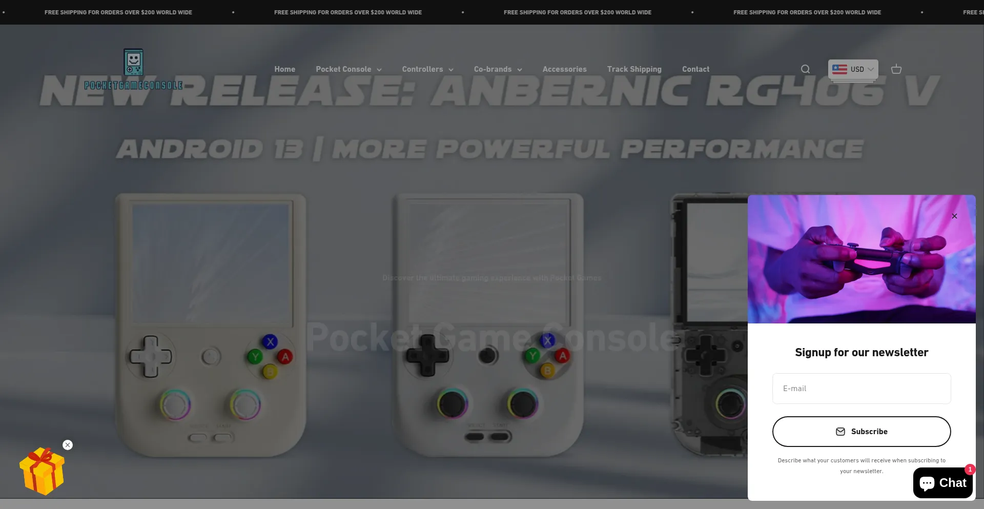 Website screenshot of Pocketgameconsole.com