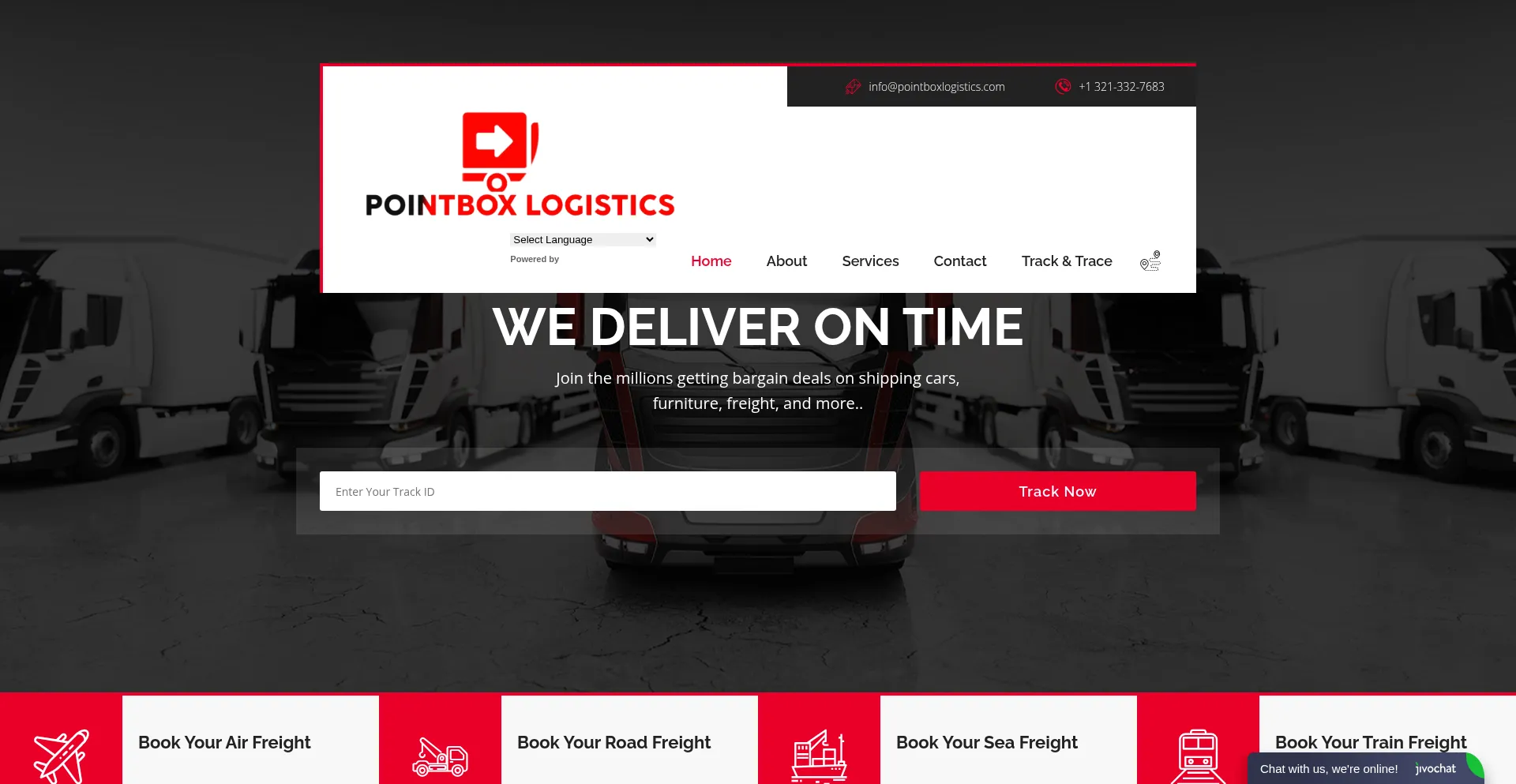Website screenshot of Pointboxlogistics.com