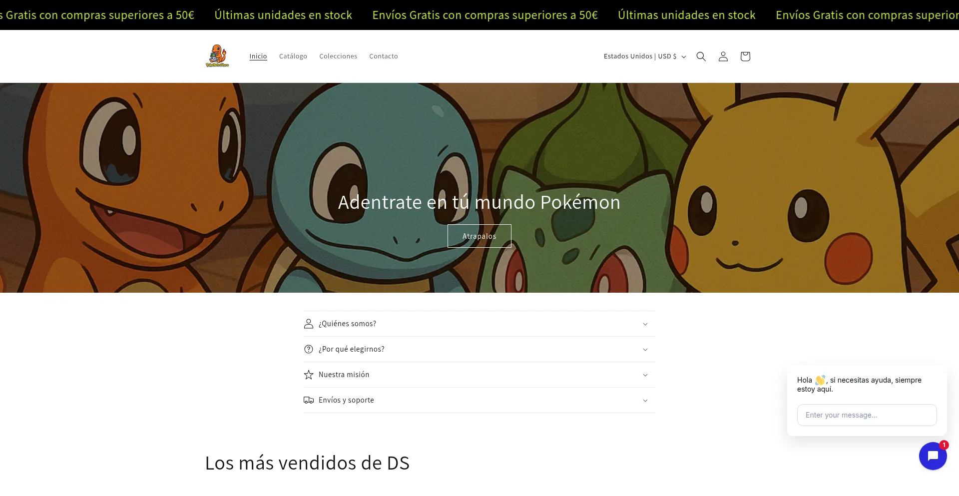 Website screenshot of Pokeretrostore.es