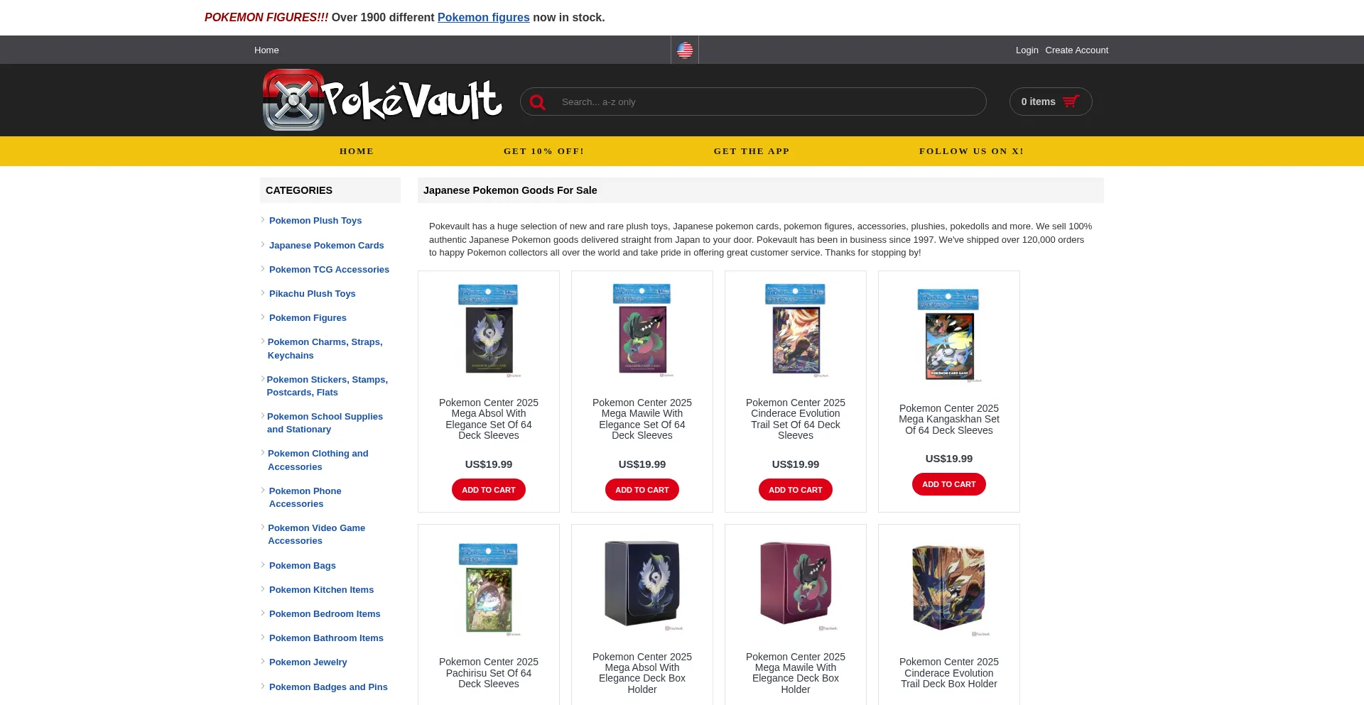 Website screenshot of Pokevault.com