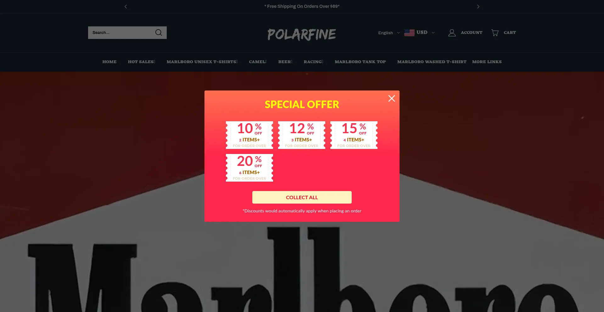 Website screenshot of Polarfine.com