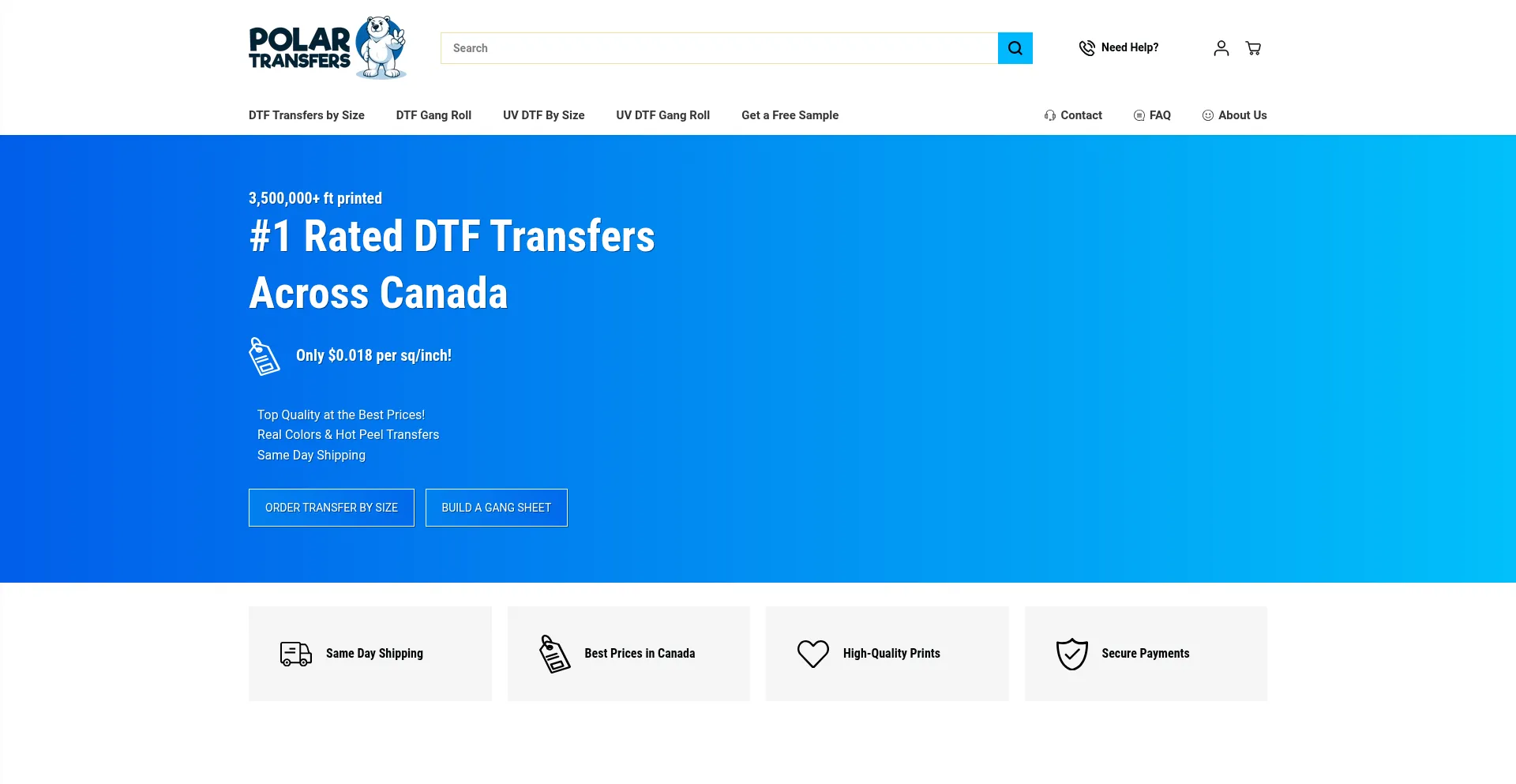 Website screenshot of Polartransfers.com