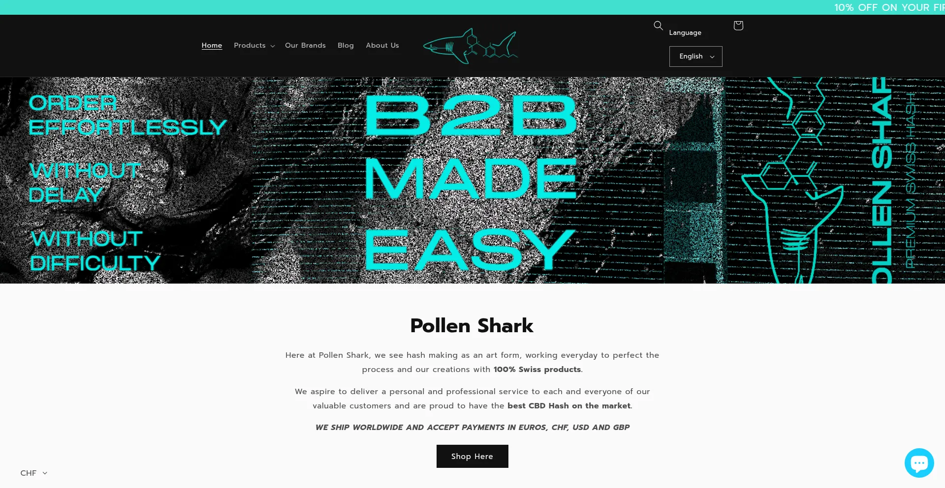 Website screenshot of Pollenshark.ch