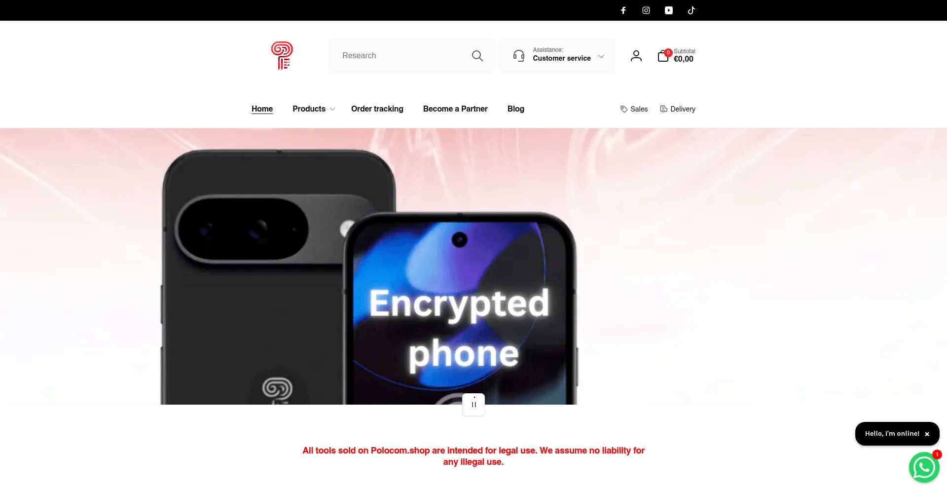 Website screenshot of Polocom.shop