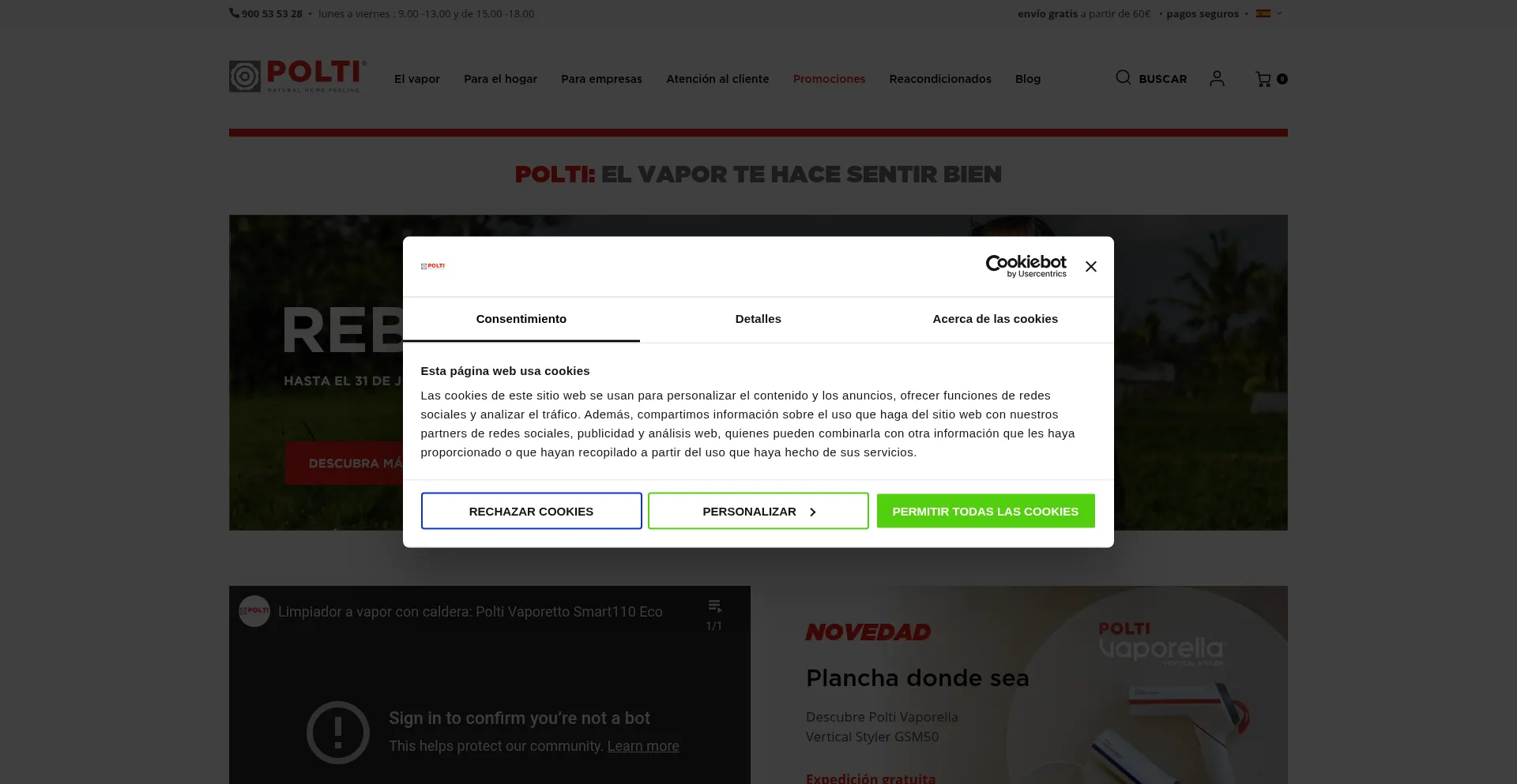 Website screenshot of Polti.es