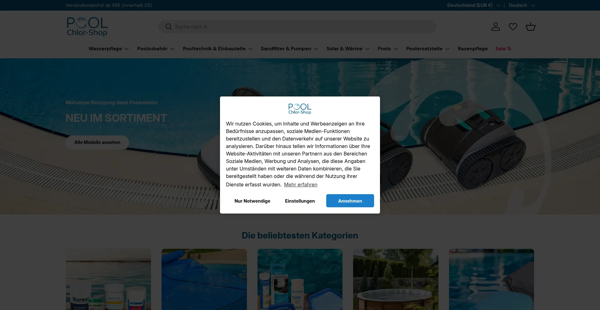 Website screenshot of Pool-chlor-shop.de