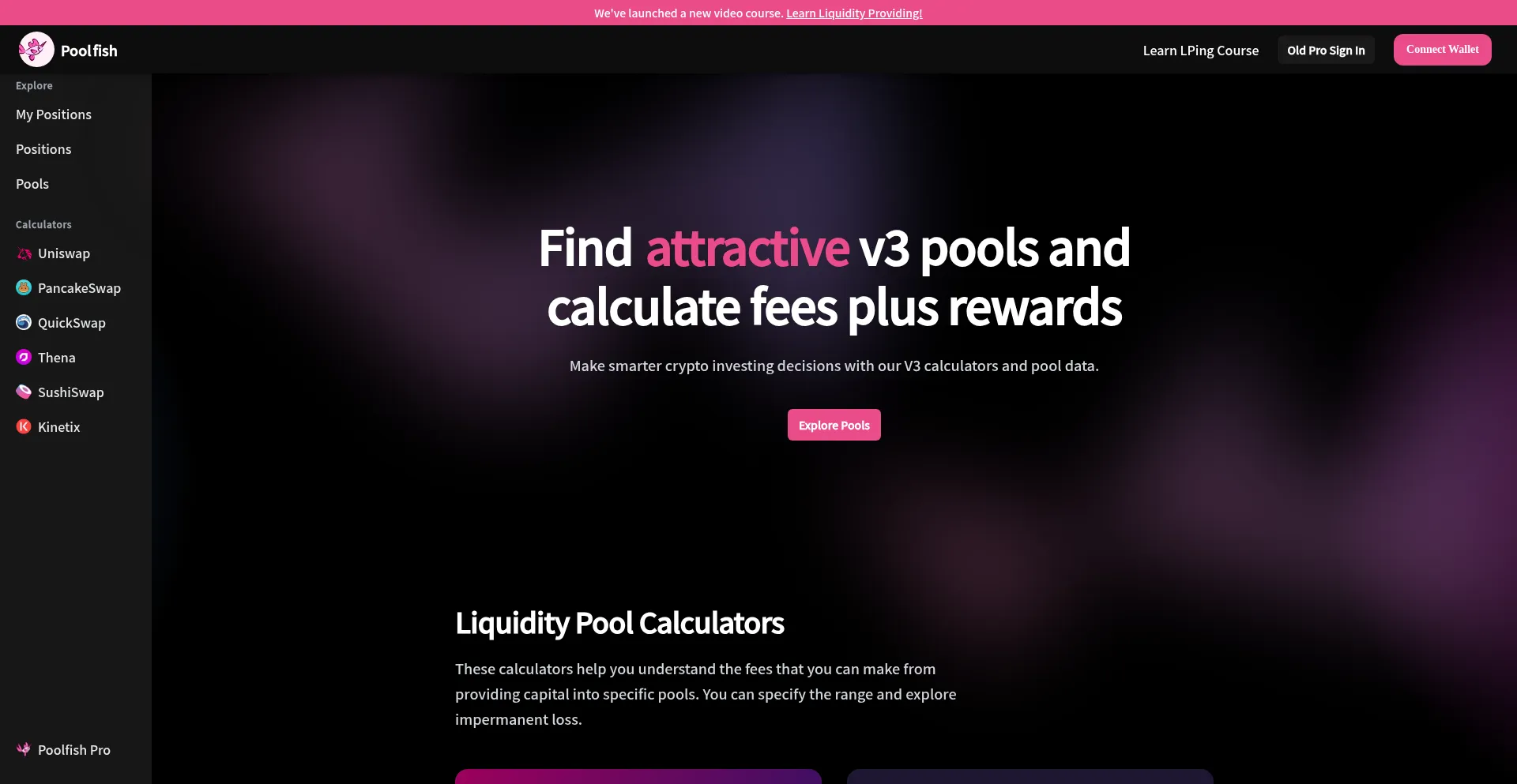 Website screenshot of Poolfish.xyz