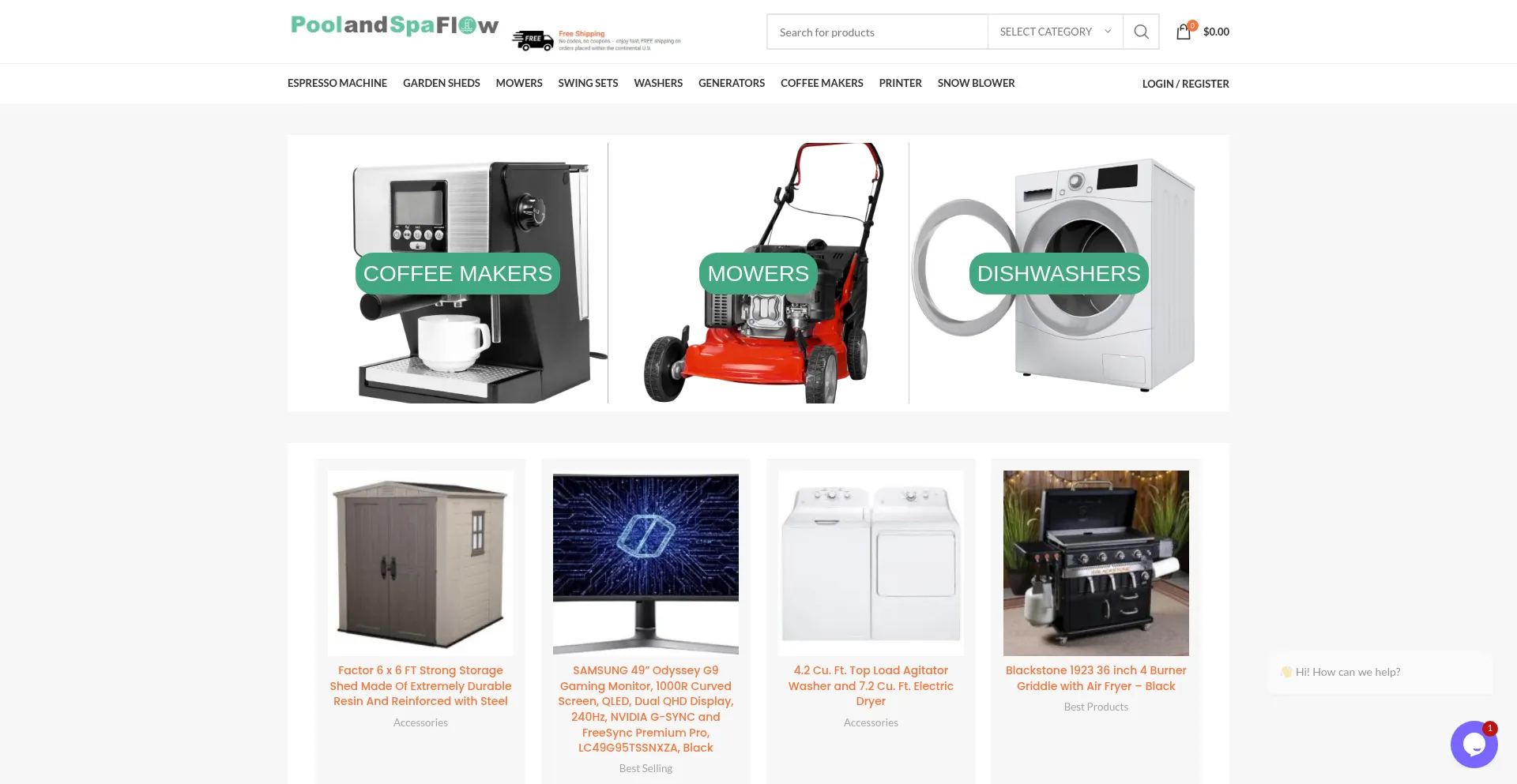 Website screenshot of Poolspaflow.com