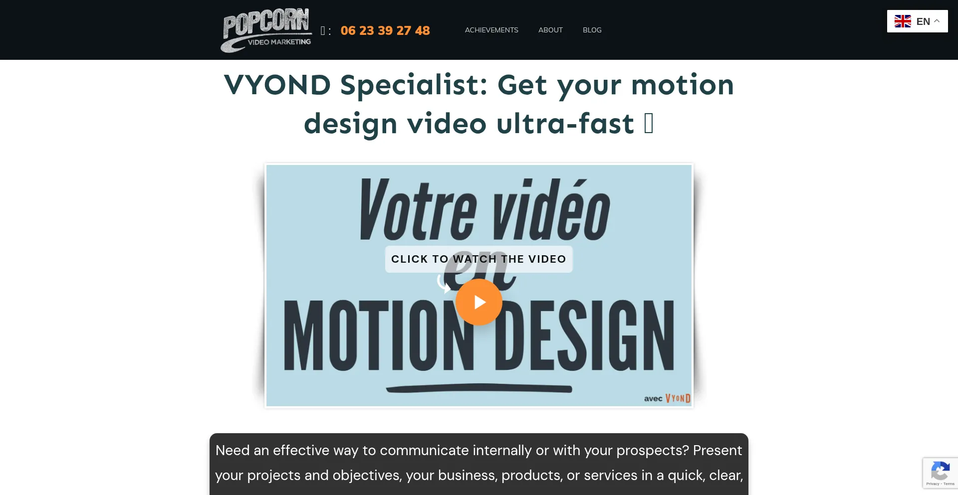 Website screenshot of Popcornvideo.fr