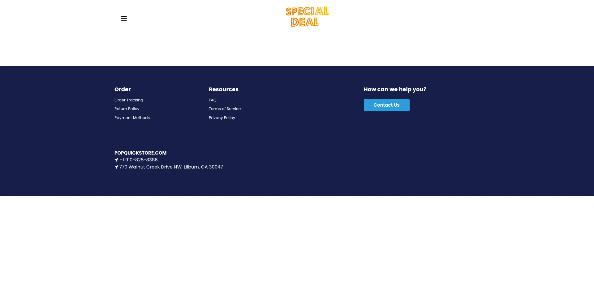Website screenshot of Popquickstore.com