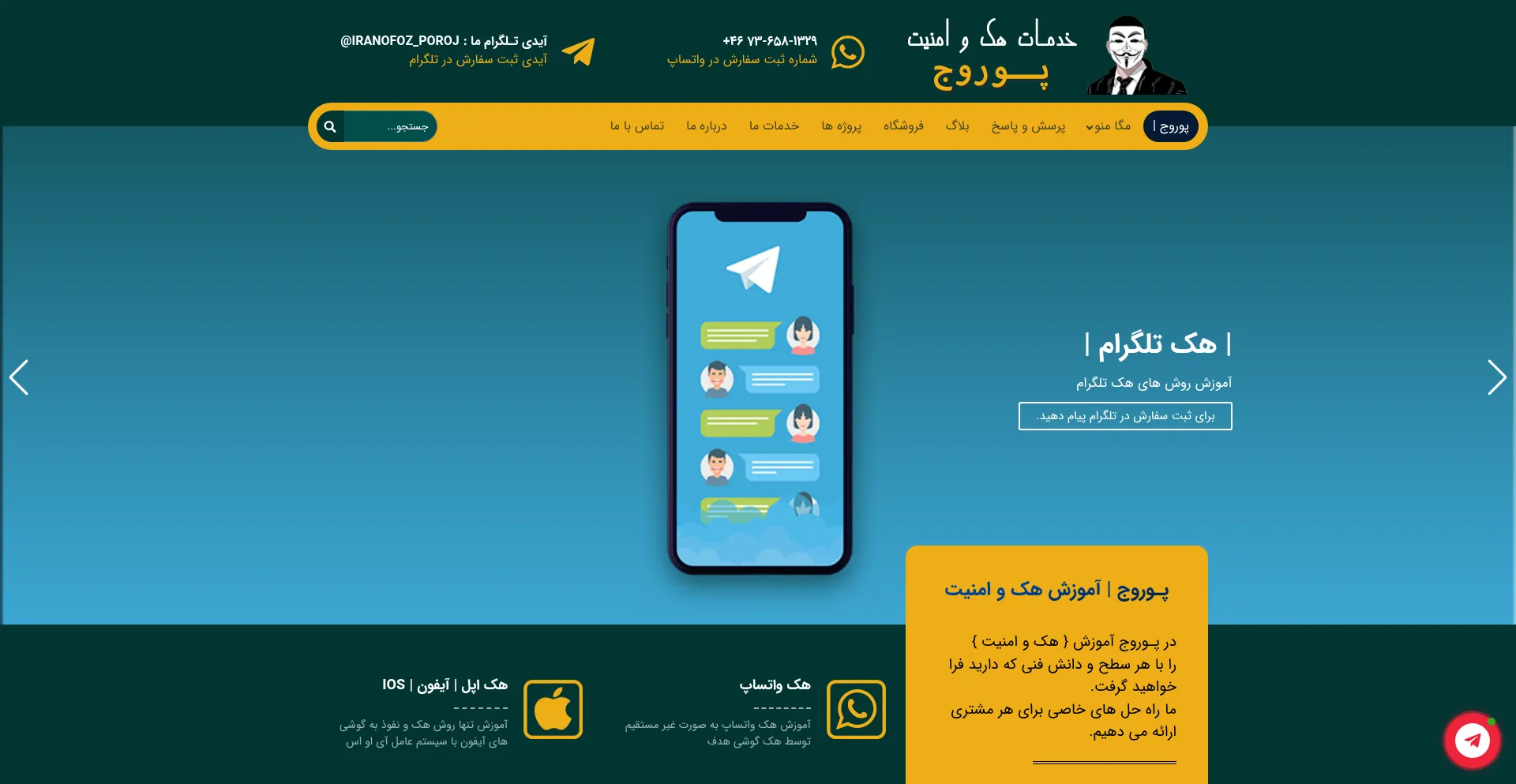 Website screenshot of Poroj.ir