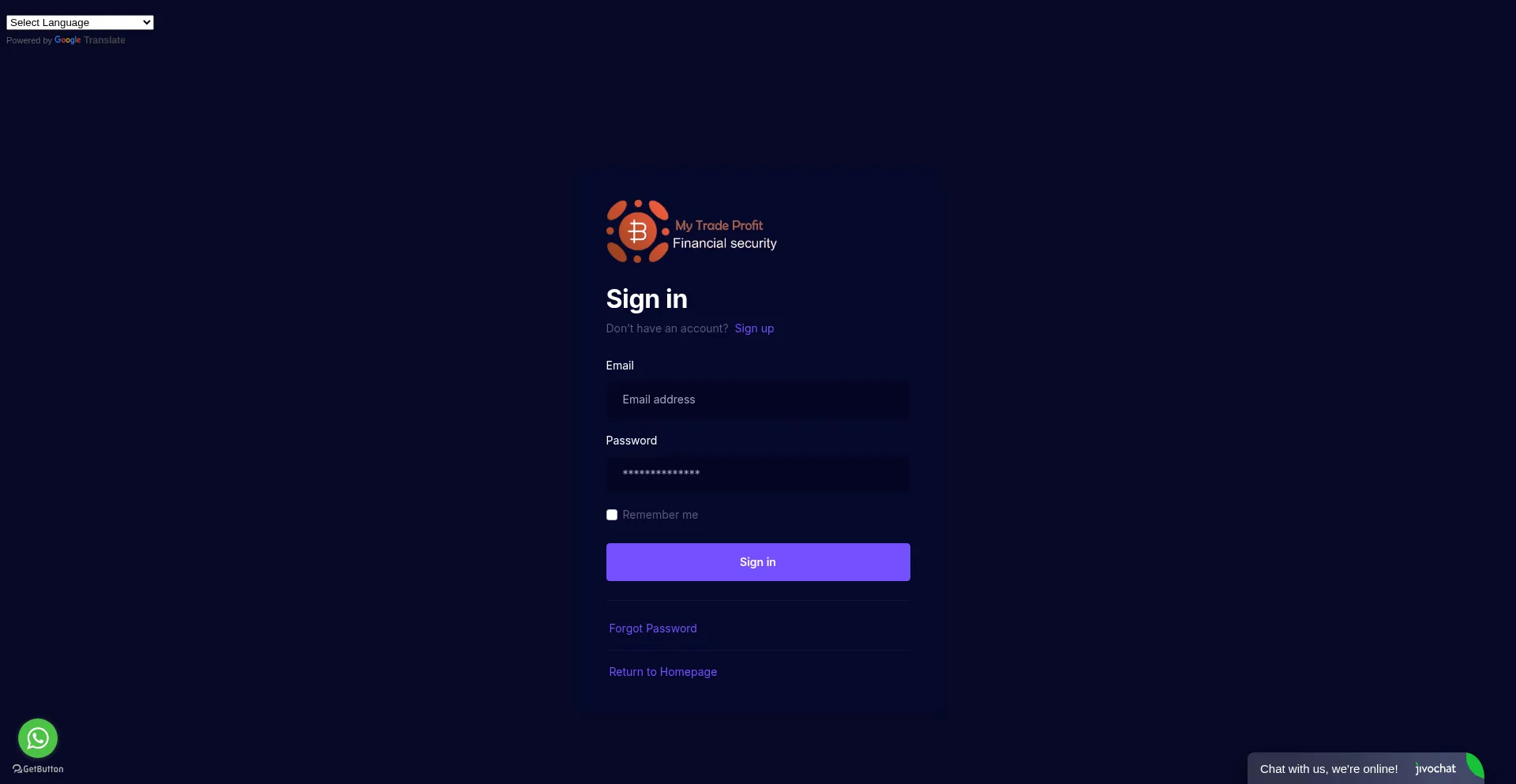 Website screenshot of Portal.mytprofit.com