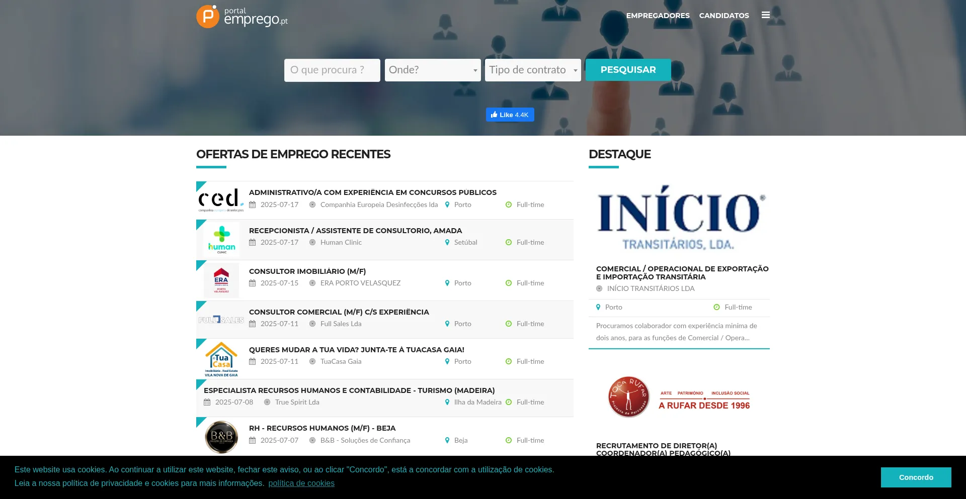Website screenshot of Portalemprego.pt
