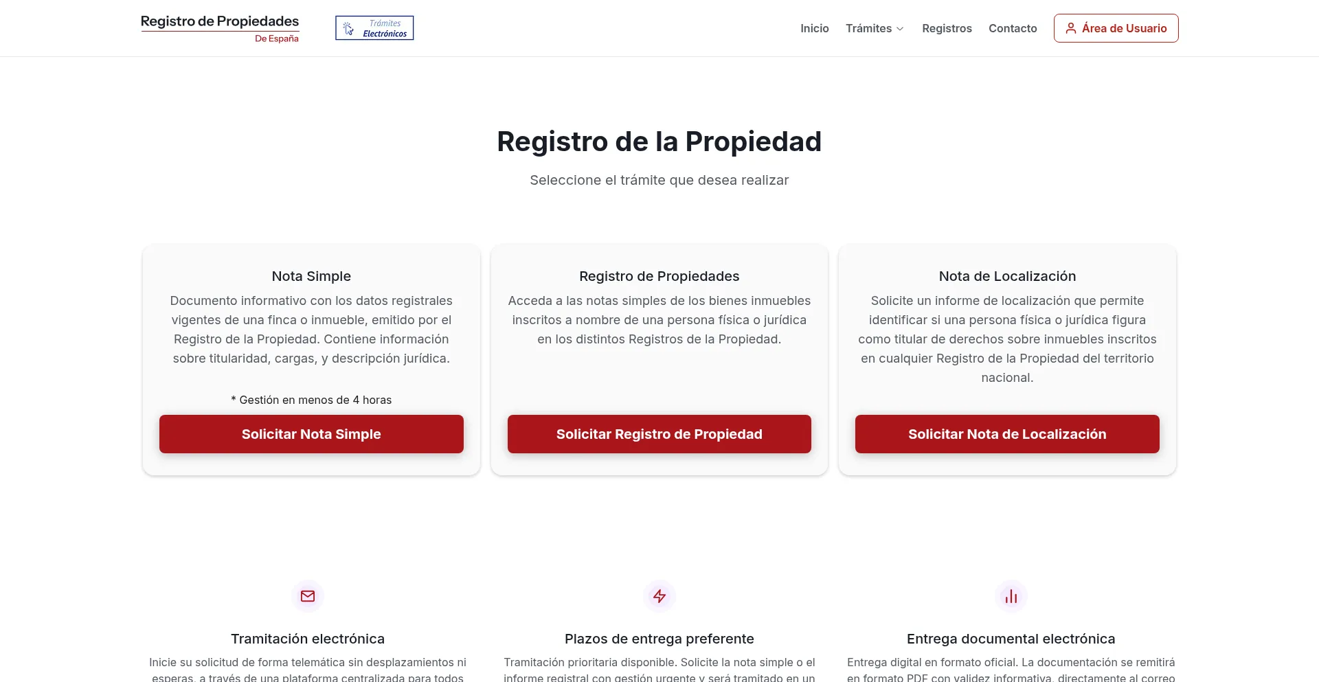Website screenshot of Portalregistros.com