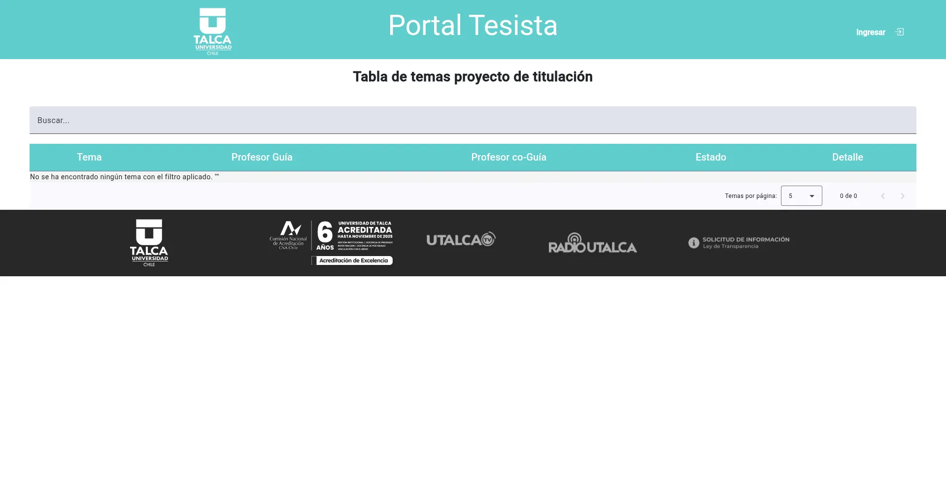 Website screenshot of Portaltesista.me