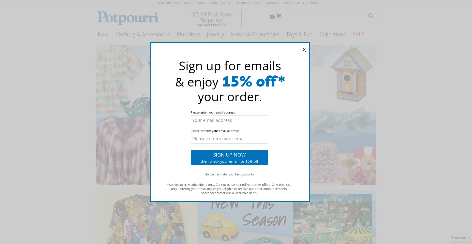 Website screenshot of Potpourri.com
