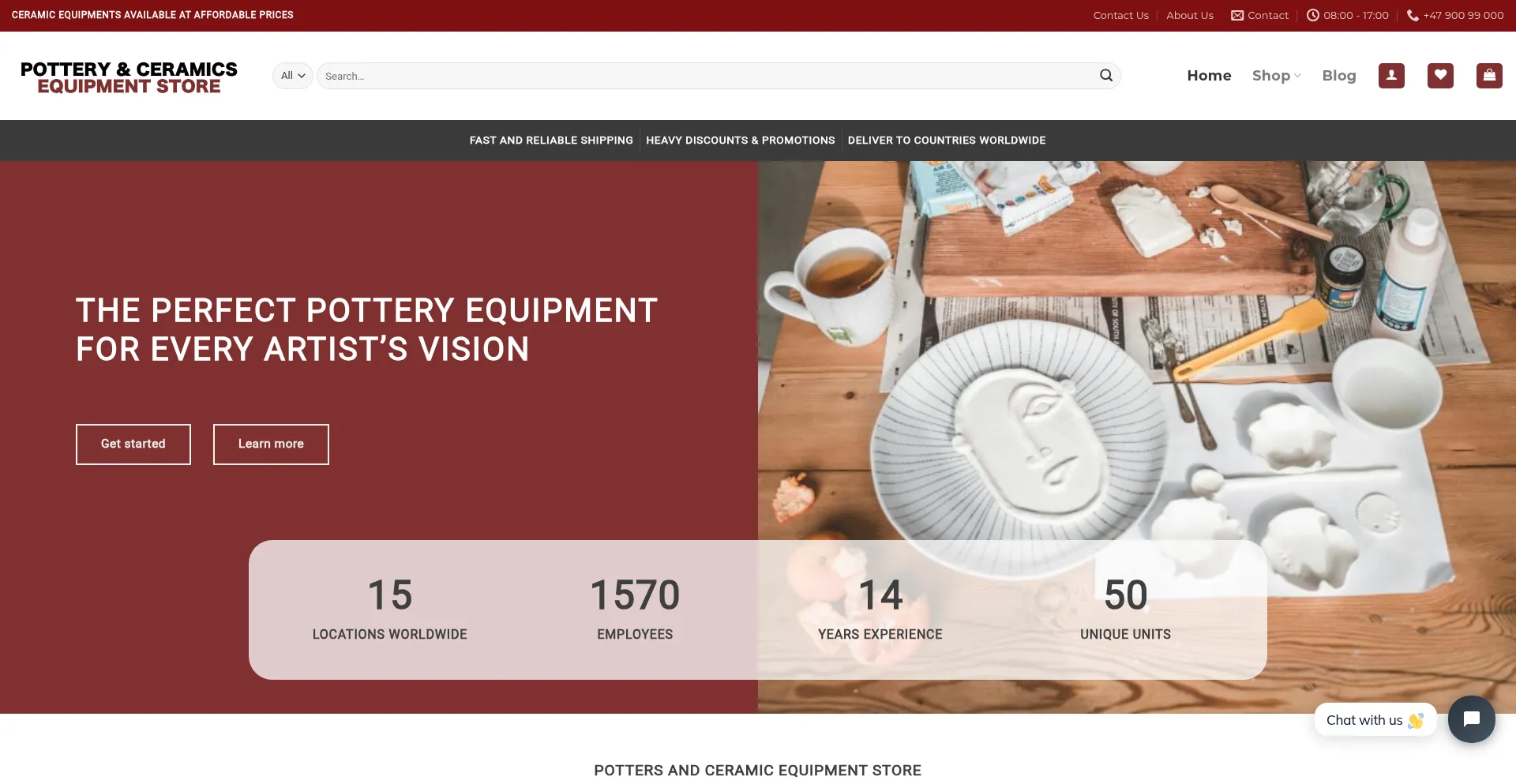 Website screenshot of Potteryandceramicequipmentstore.com