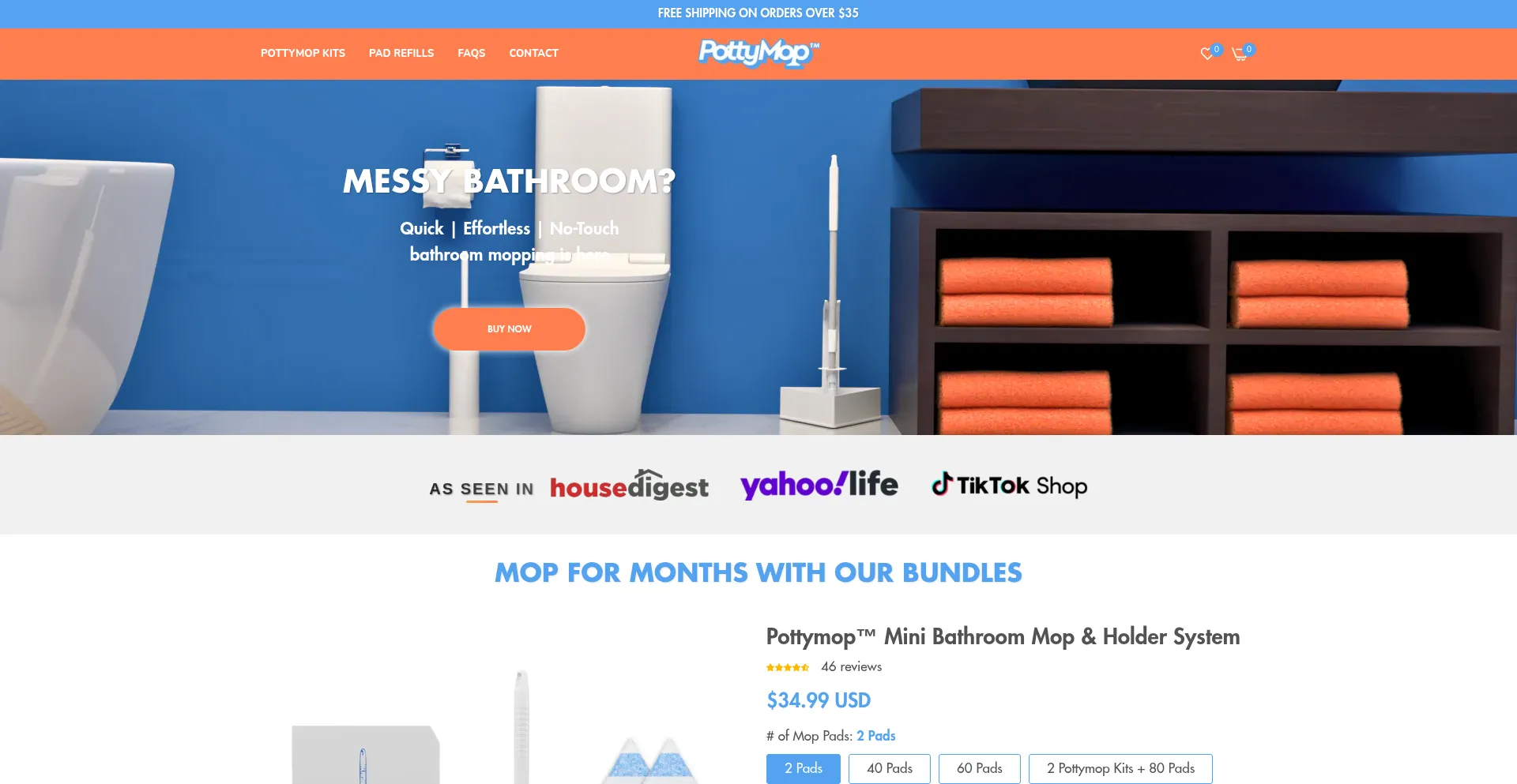 Website screenshot of Pottymop.com