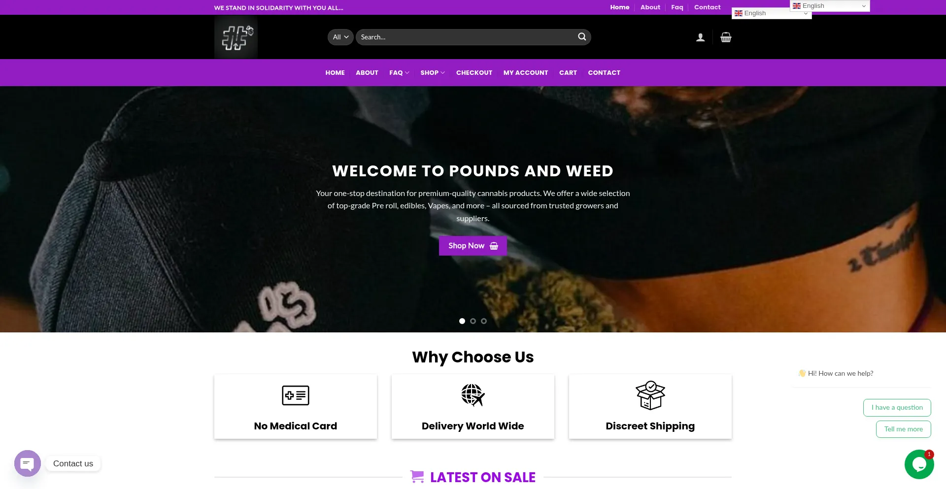 Website screenshot of Poundsandupweed.com