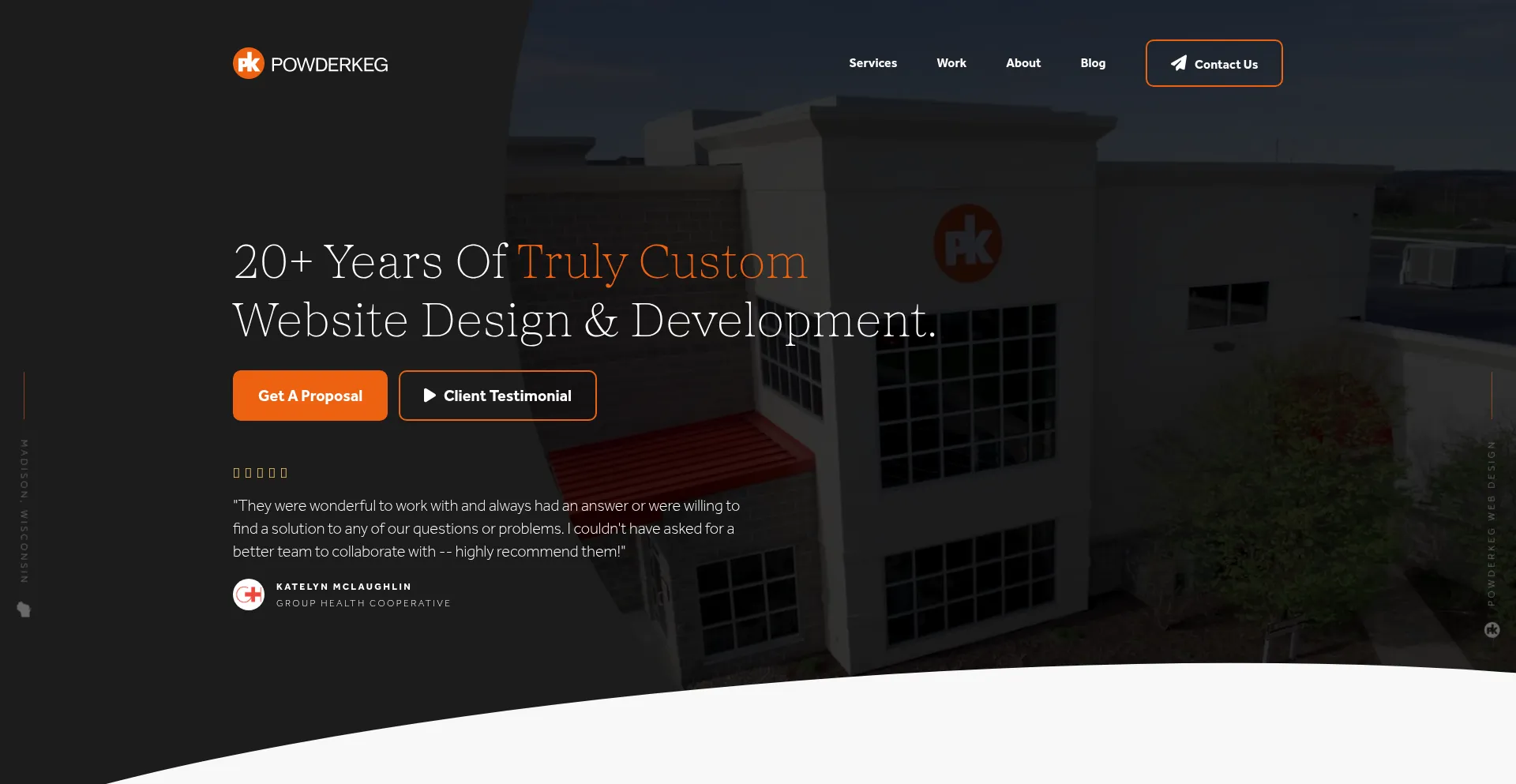 Website screenshot of Powderkegwebdesign.com