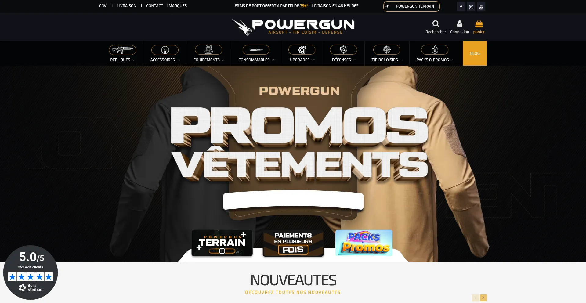 Website screenshot of Powergun.fr
