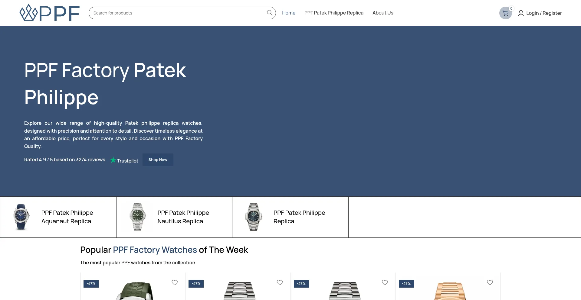Website screenshot of Ppffactory.com