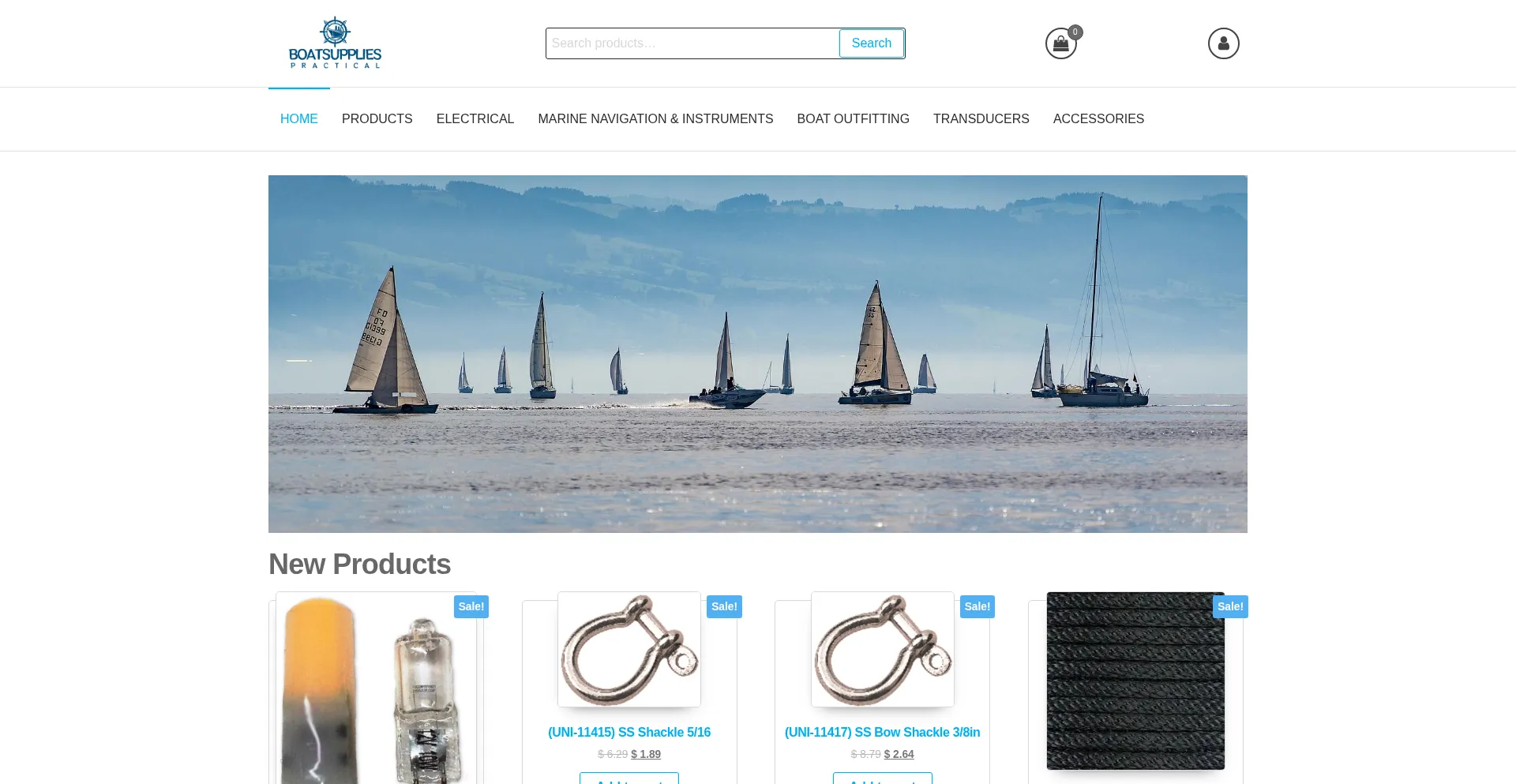 Website screenshot of Practicalboatsupplies.com