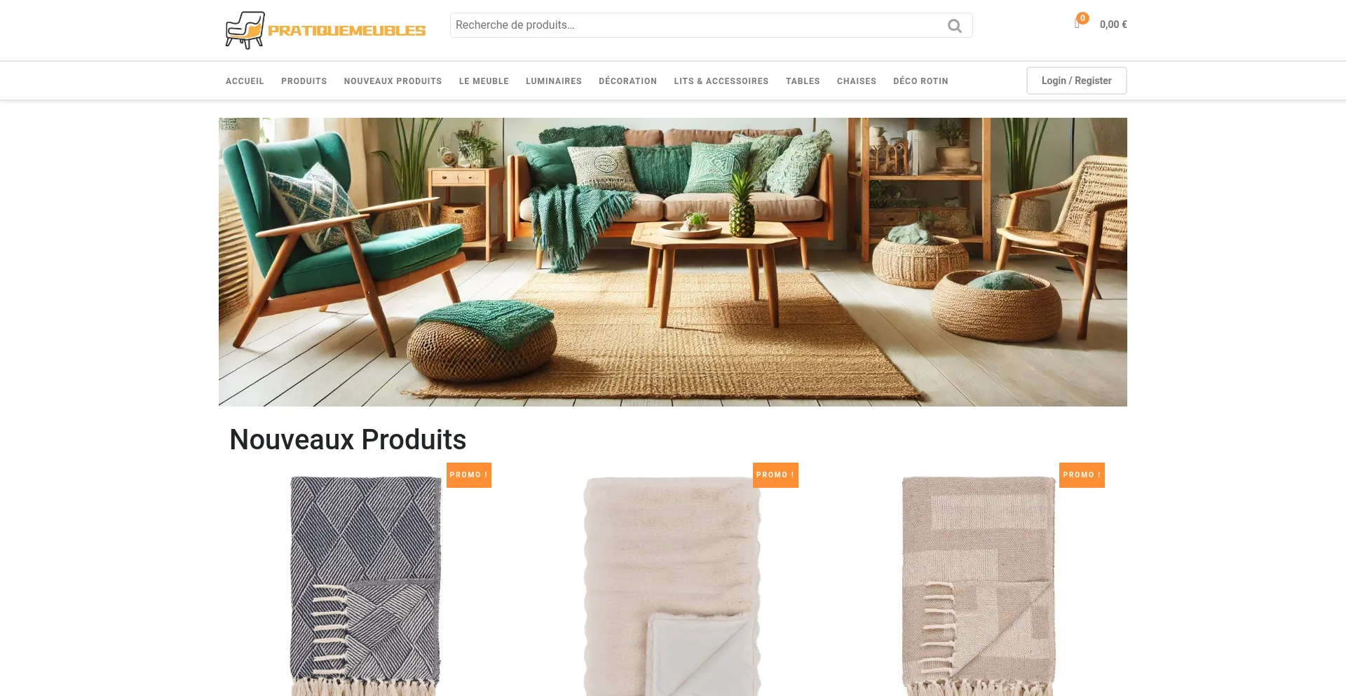 Website screenshot of Pratiquemeubles.com