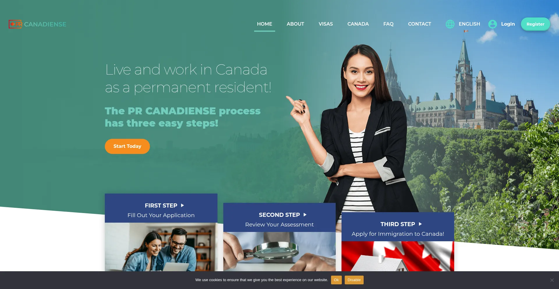 Website screenshot of Prcanadiense.com