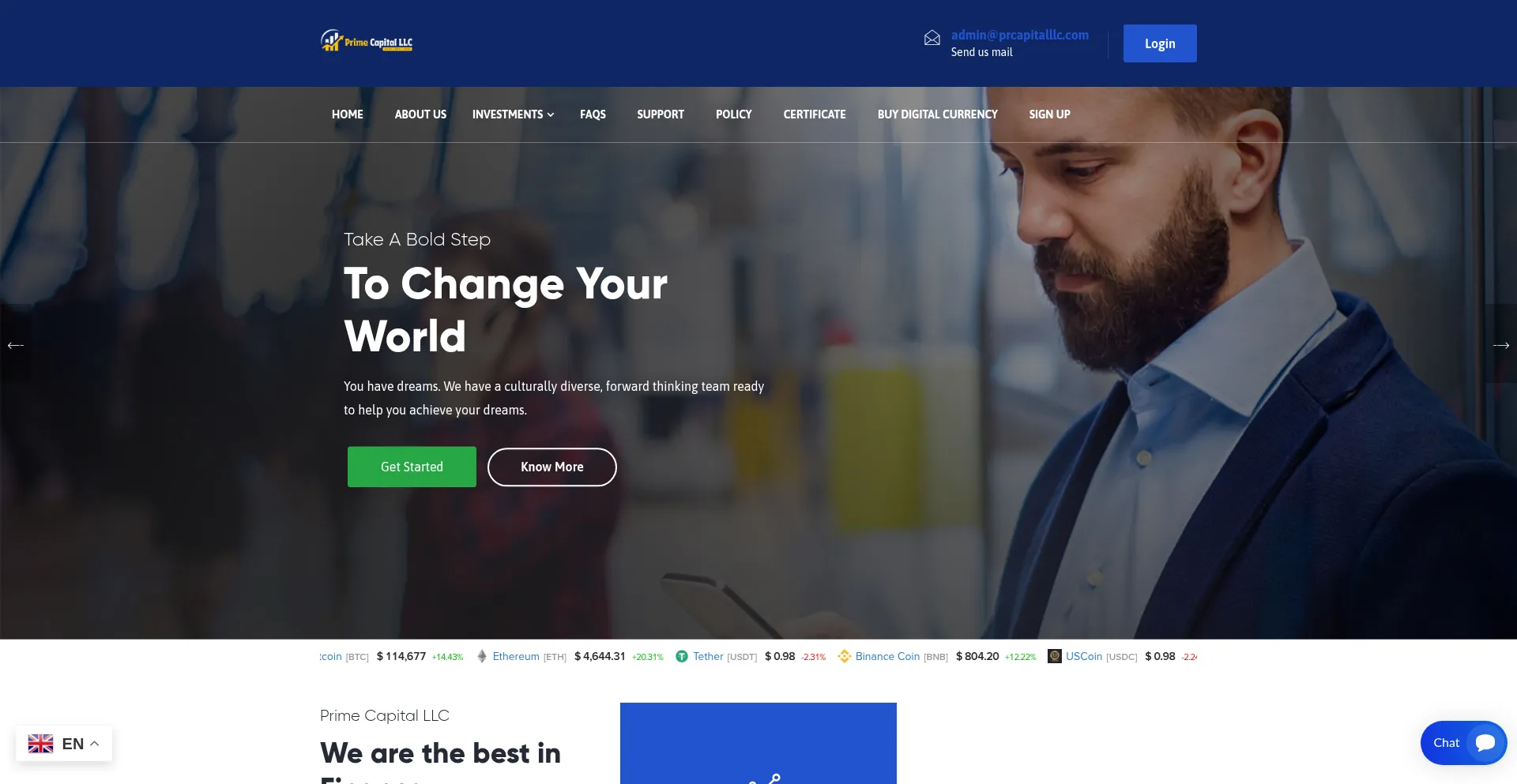 Website screenshot of Prcapitalllc.com