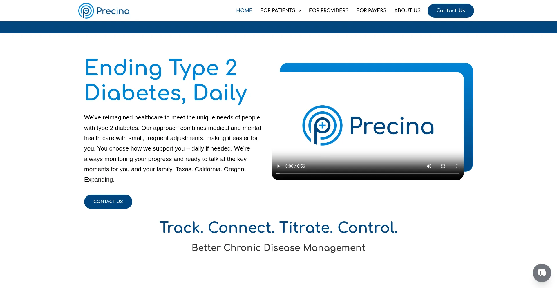 Website screenshot of Precina.com