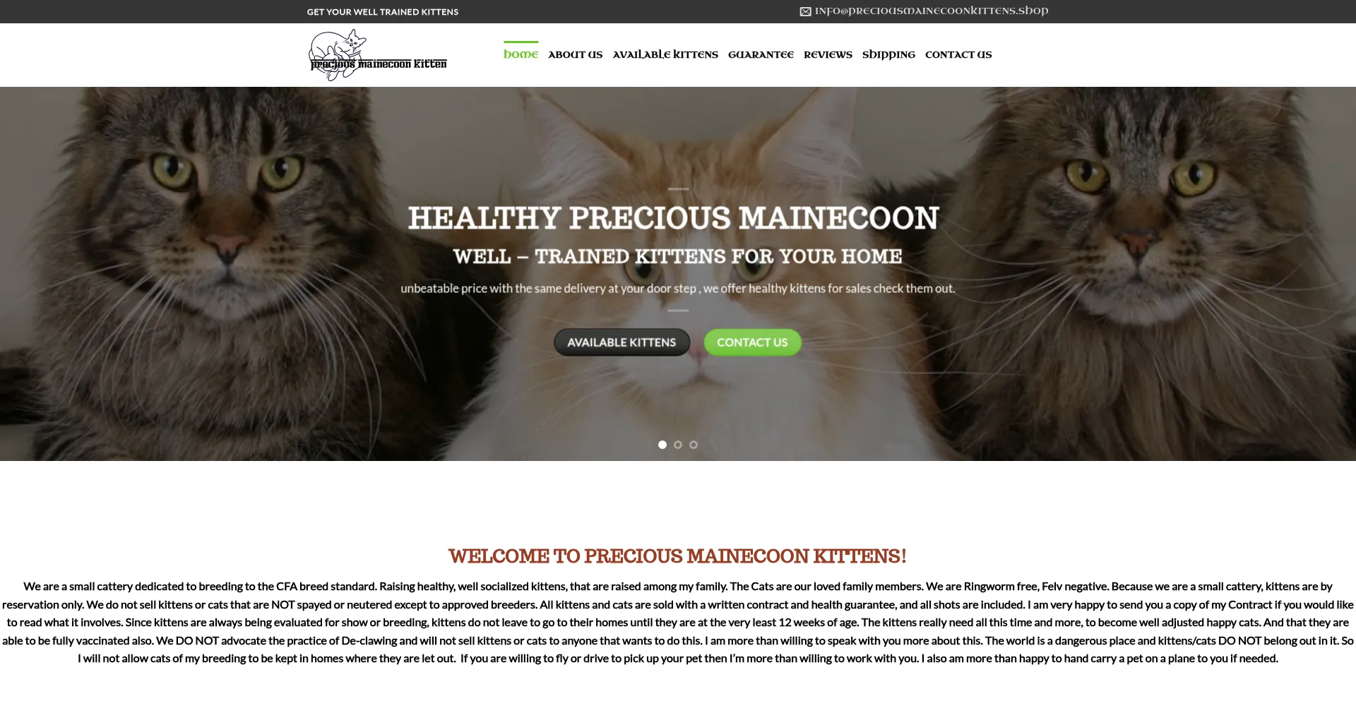 Preciousmainecoonkittens.shop 安全可靠吗？