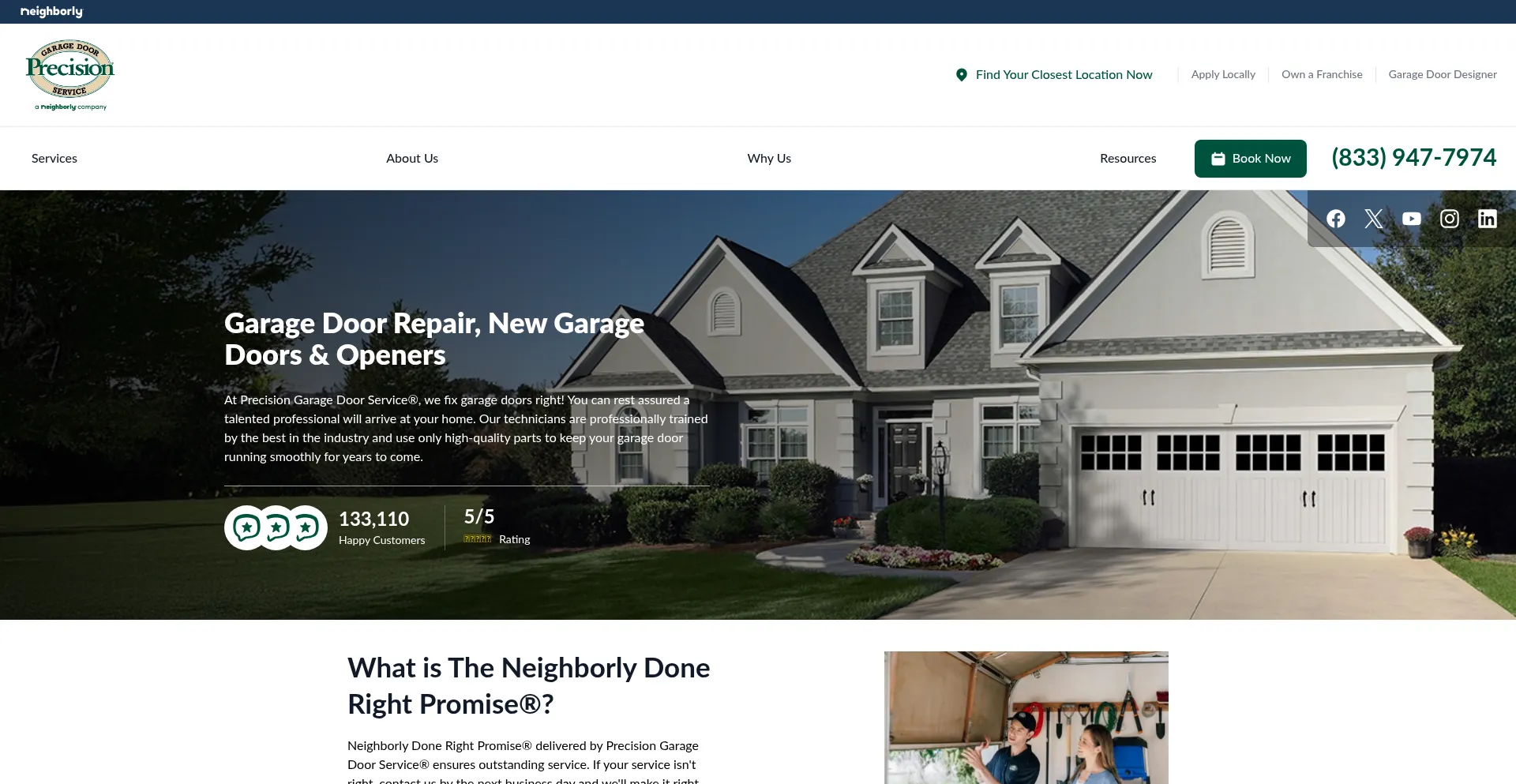Website screenshot of Precisiondoor.net