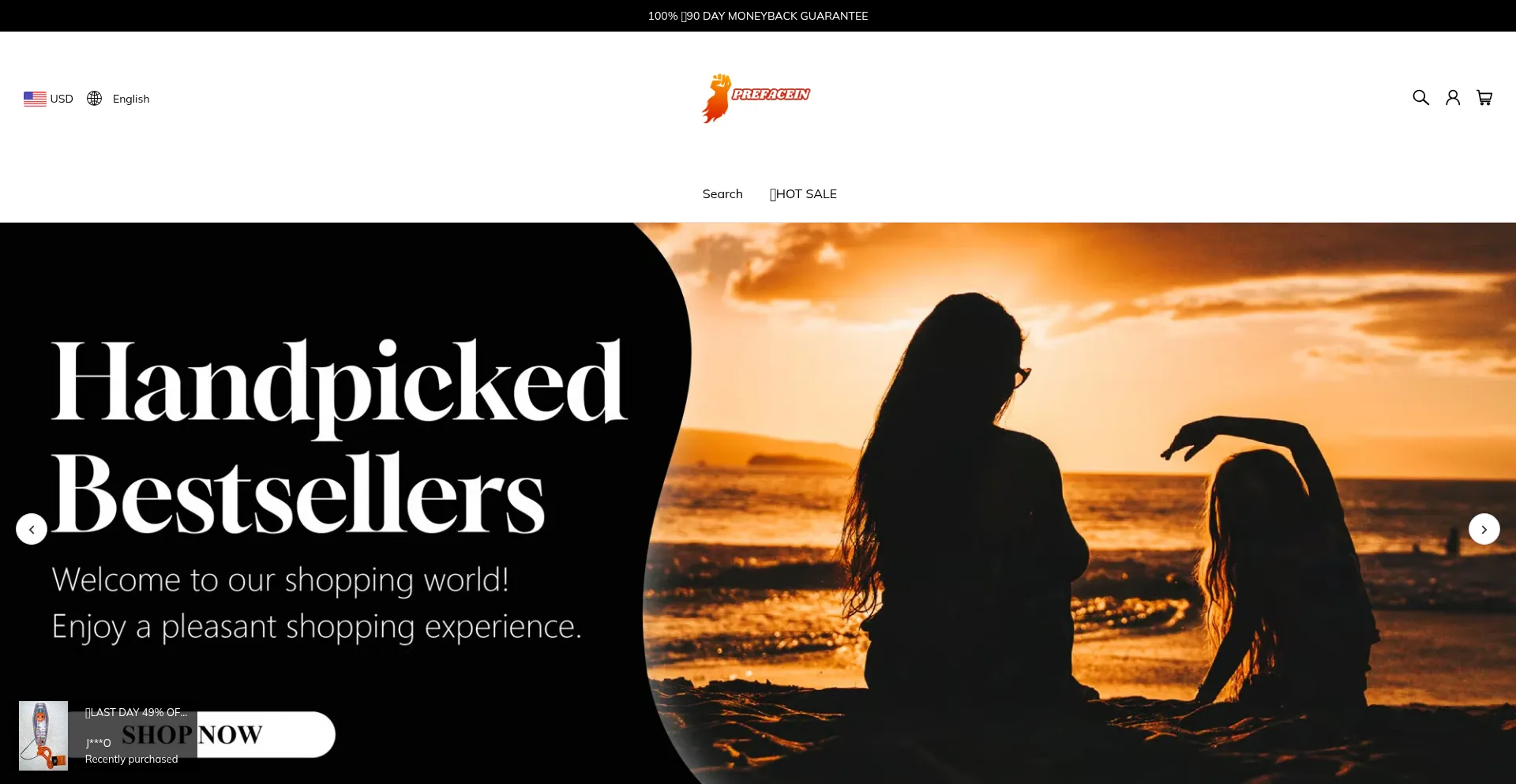 Website screenshot of Prefacein.com