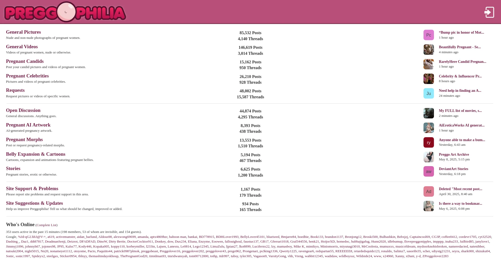 Website screenshot of Preggophilia.com