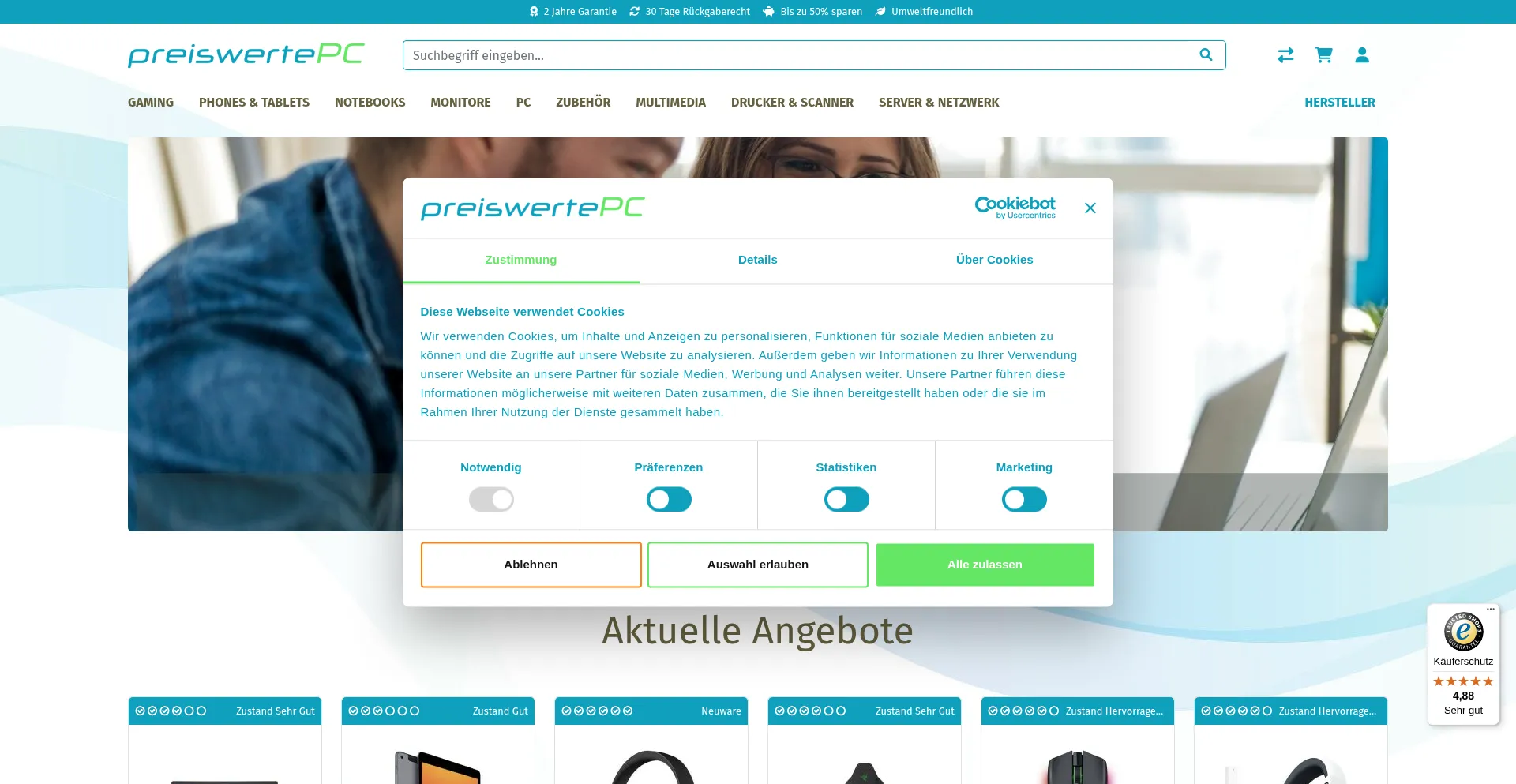 Preiswertepc.de Screenshot